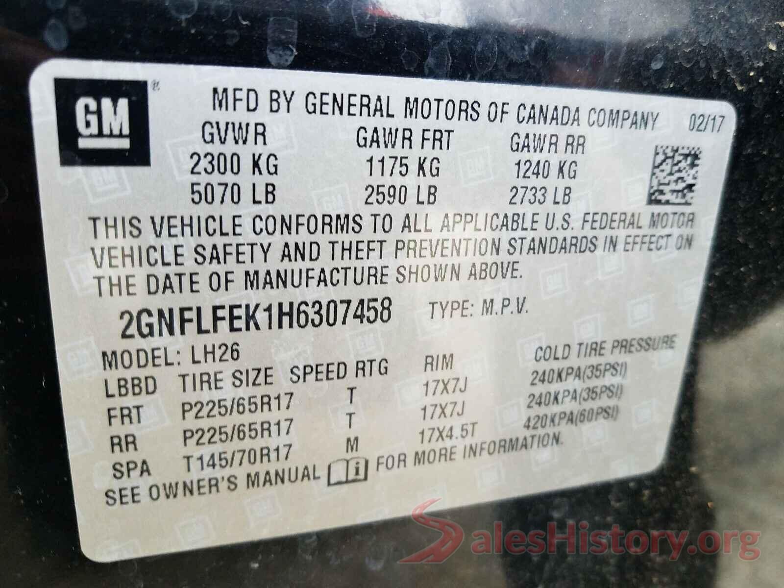 2GNFLFEK1H6307458 2017 CHEVROLET EQUINOX