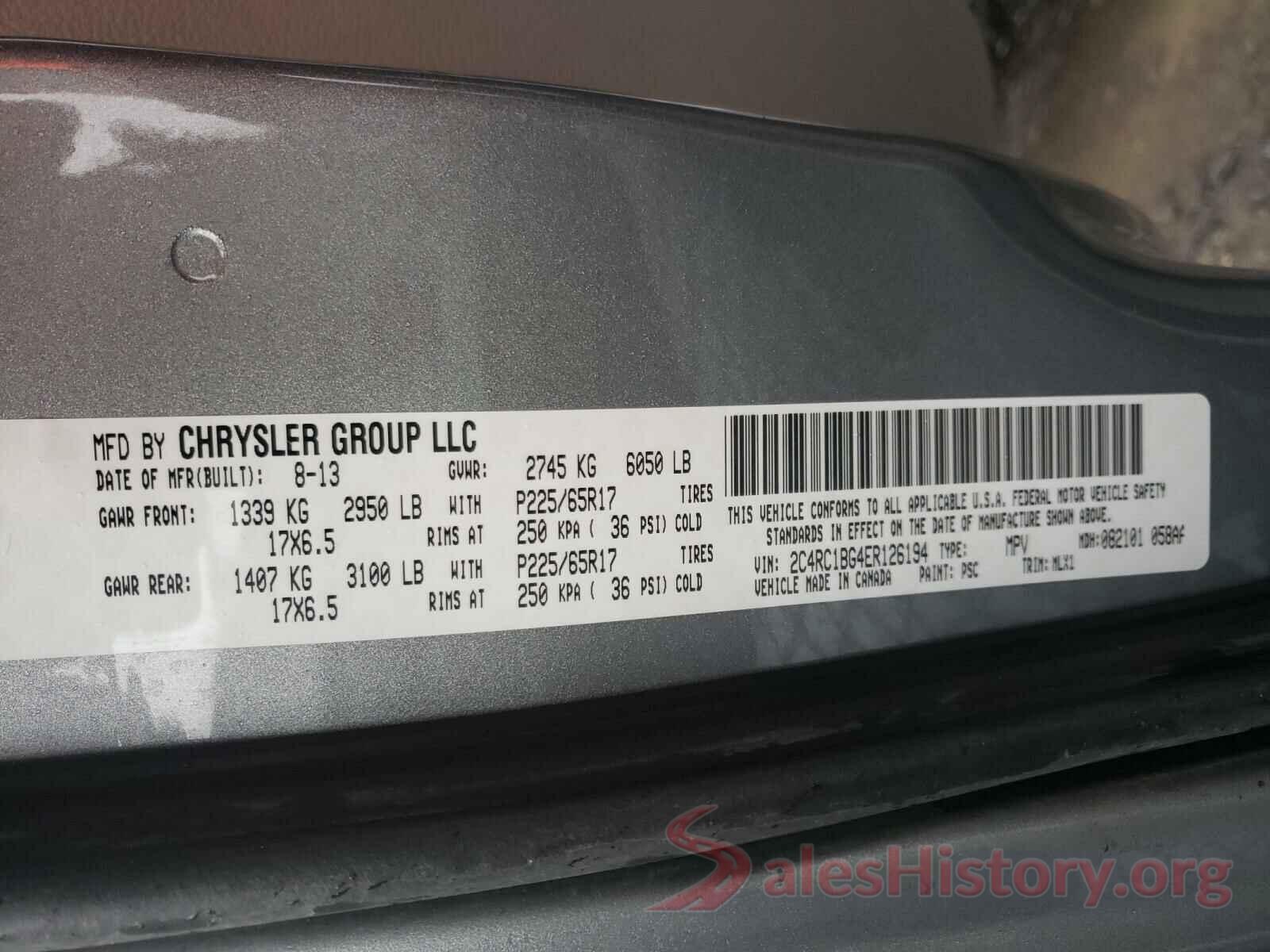 1HGCR2F16HA123274 2014 CHRYSLER MINIVAN