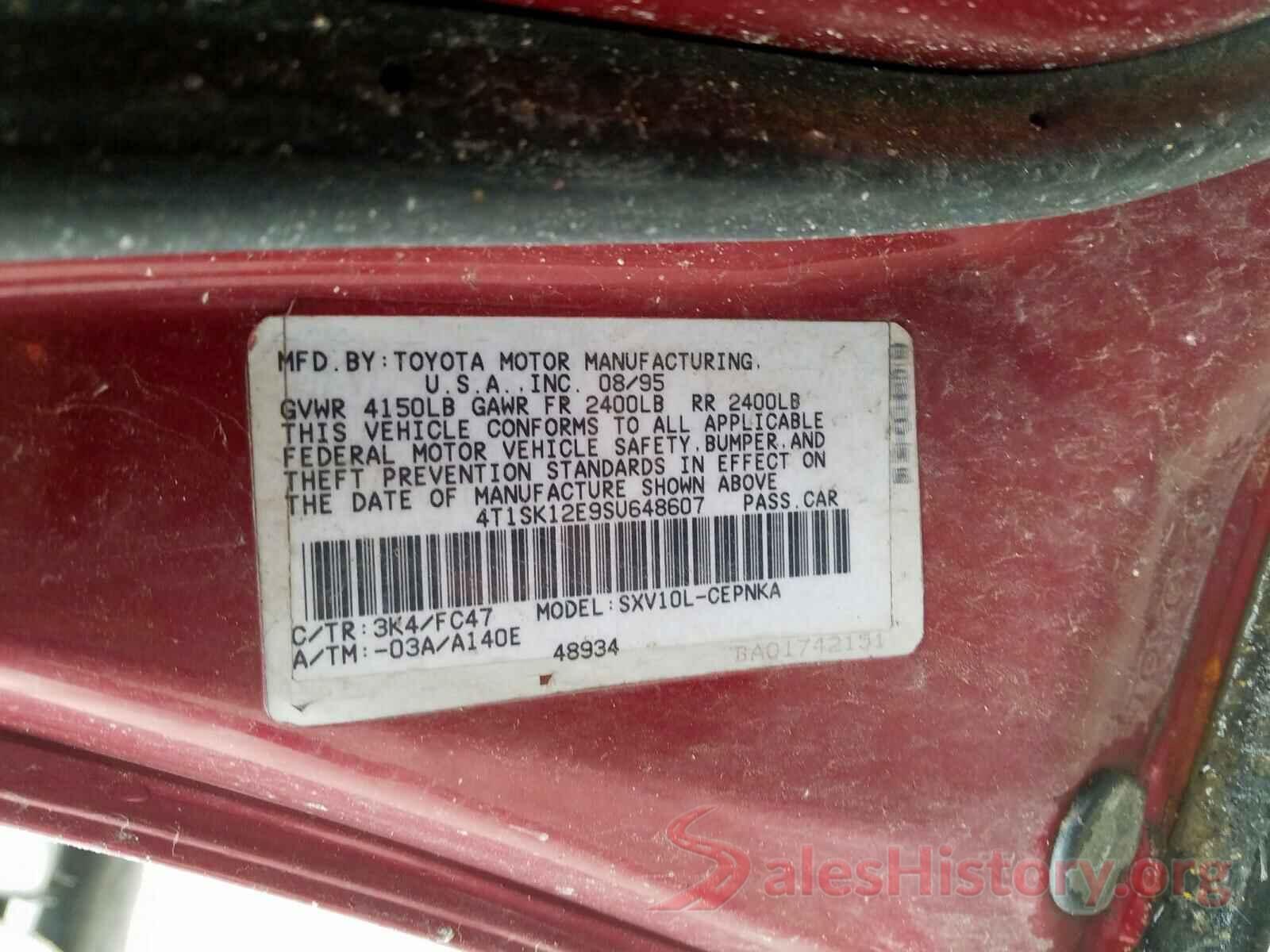 4T1BF1FK8HU707448 1995 TOYOTA CAMRY