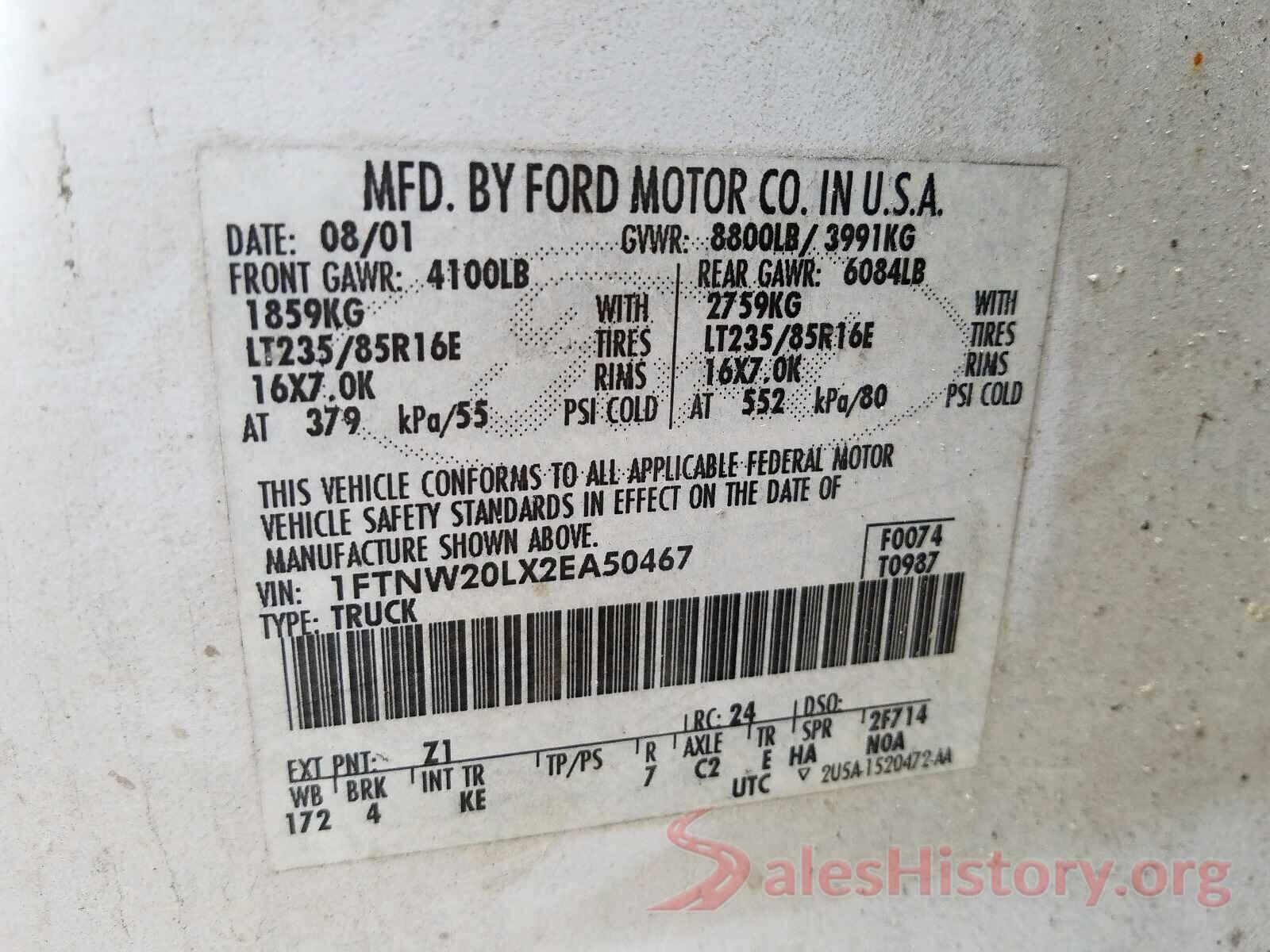 KM8J3CA25HU276154 2002 FORD F250