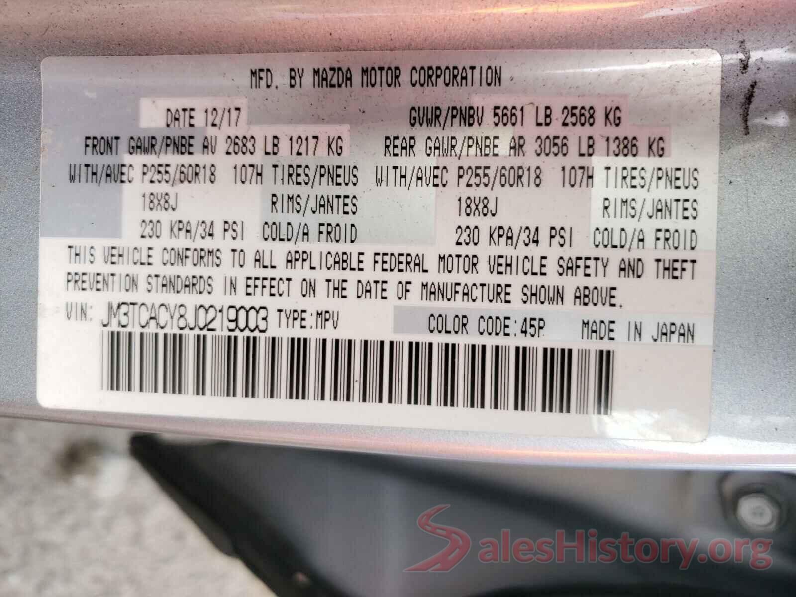 JM3TCACY8J0219003 2018 MAZDA CX-9