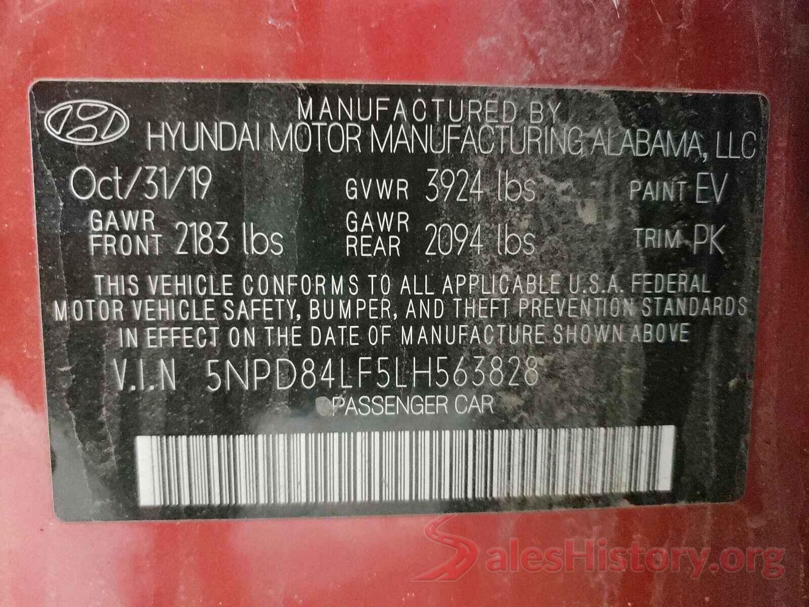 5NPD84LF5LH563828 2020 HYUNDAI ELANTRA