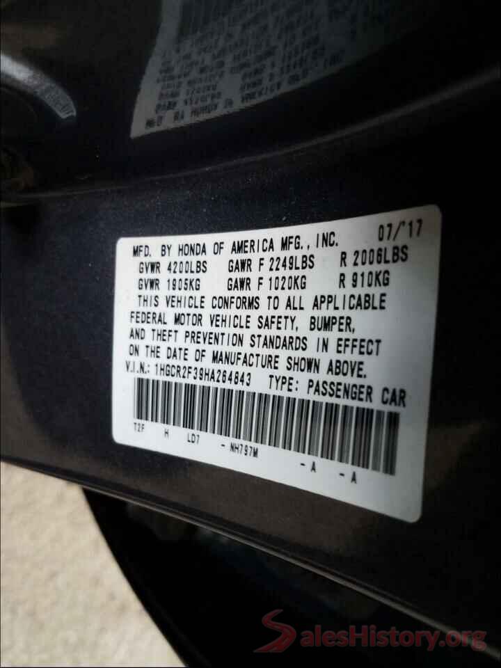 1HGCR2F39HA264843 2017 HONDA ACCORD