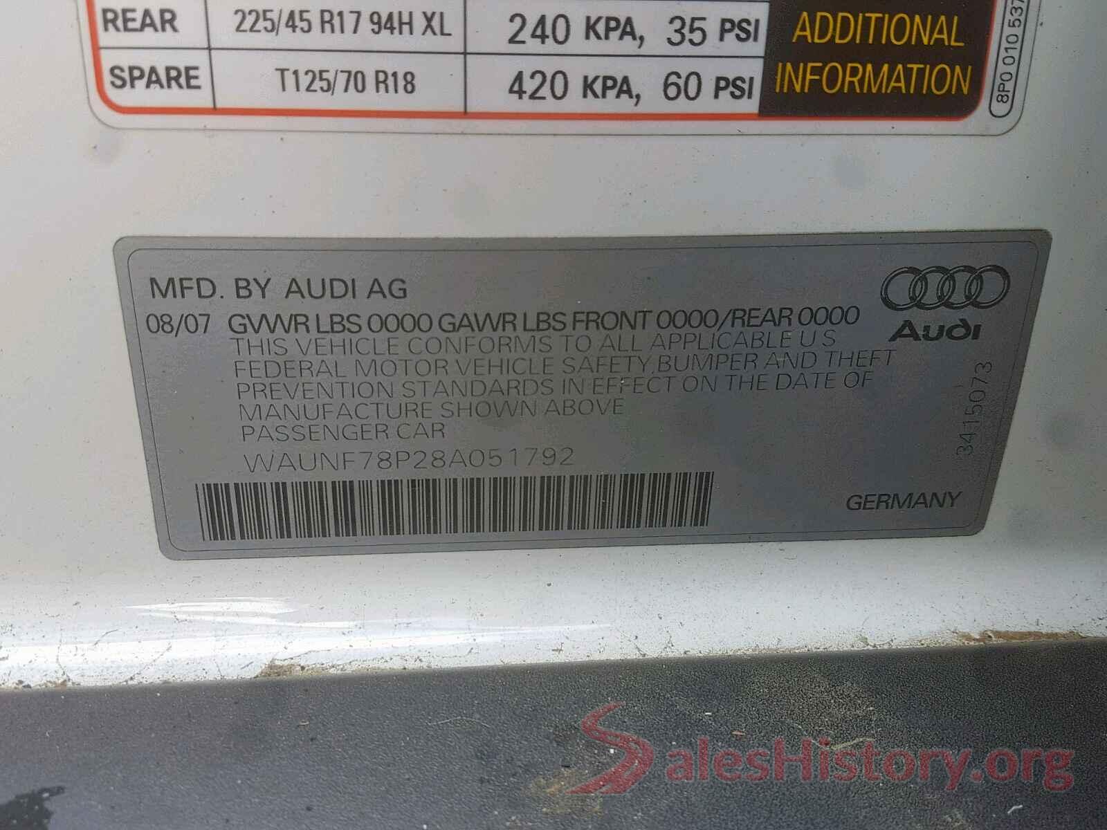 5XXGU4L30HG158249 2008 AUDI A3