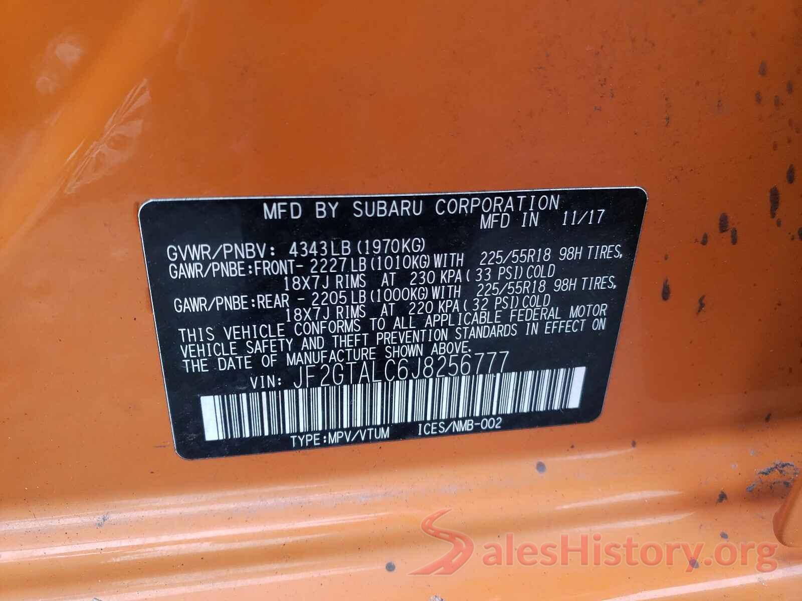 JF2GTALC6J8256777 2018 SUBARU CROSSTREK