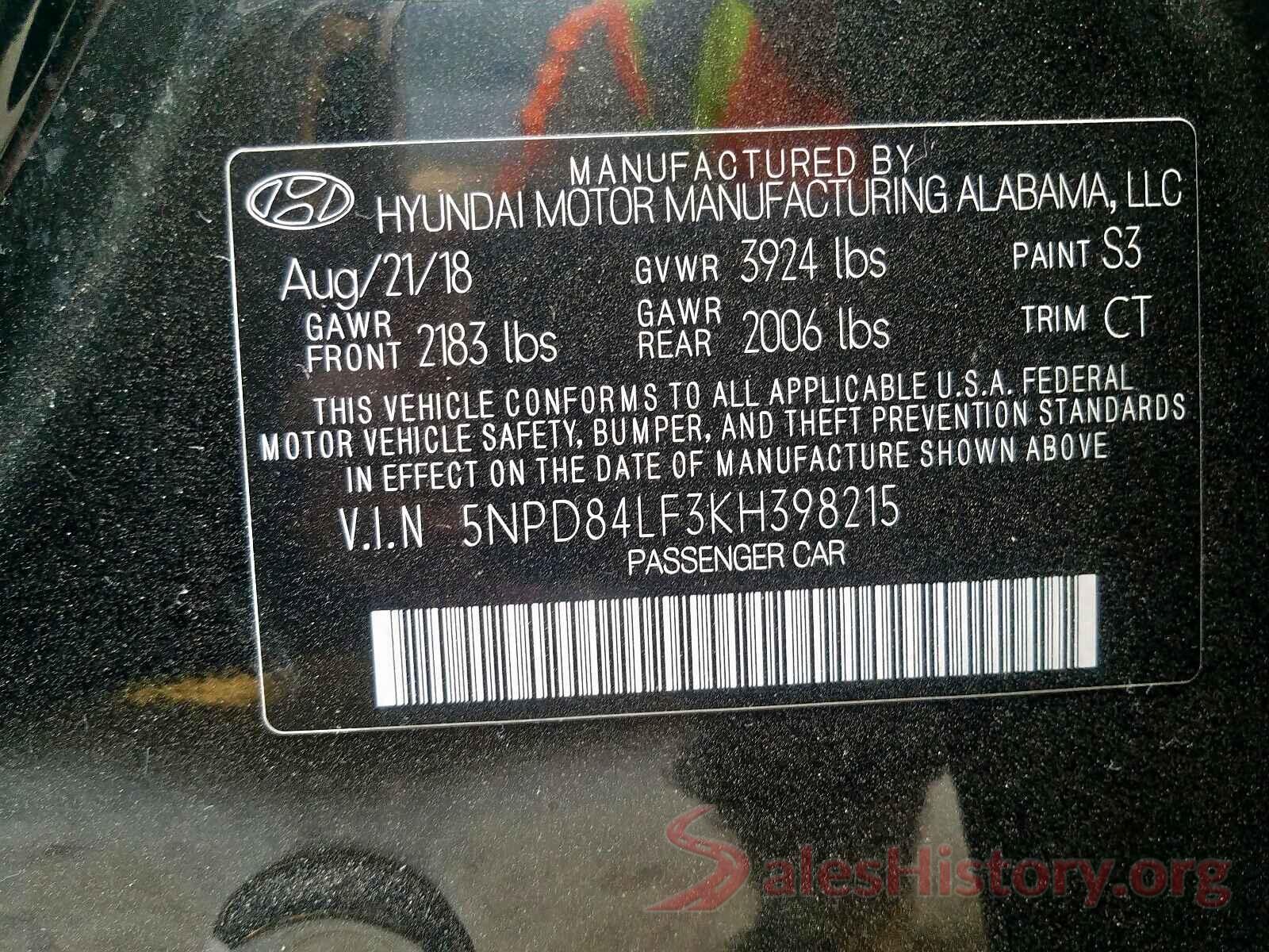 1N4AA6AP2GC434774 2019 HYUNDAI ELANTRA