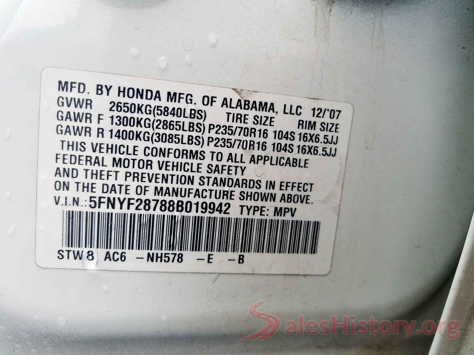 KM8J2CA45KU994458 2008 HONDA PILOT