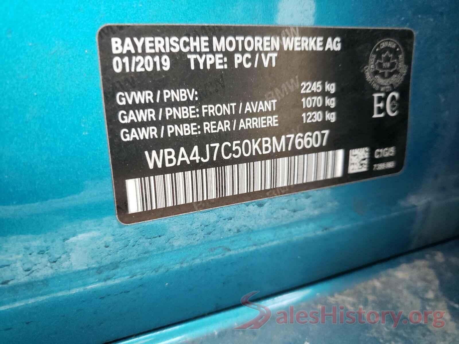 WBA4J7C50KBM76607 2019 BMW 4 SERIES