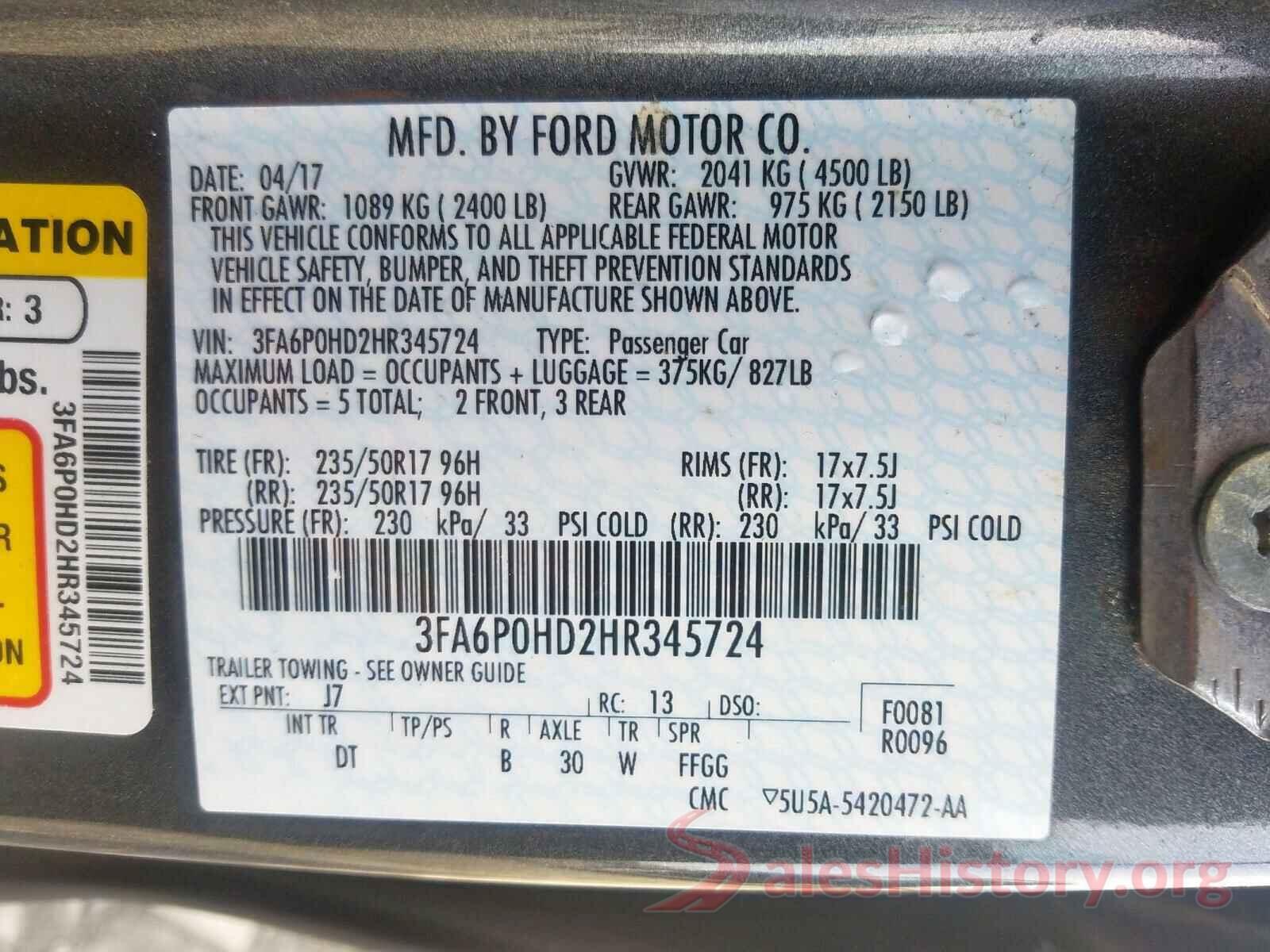 2T1BURHE6GC629537 2017 FORD FUSION