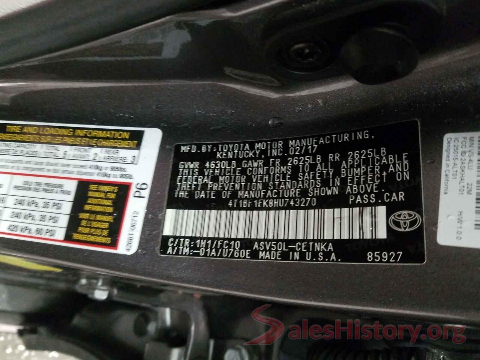 4T1BF1FK8HU743270 2017 TOYOTA CAMRY