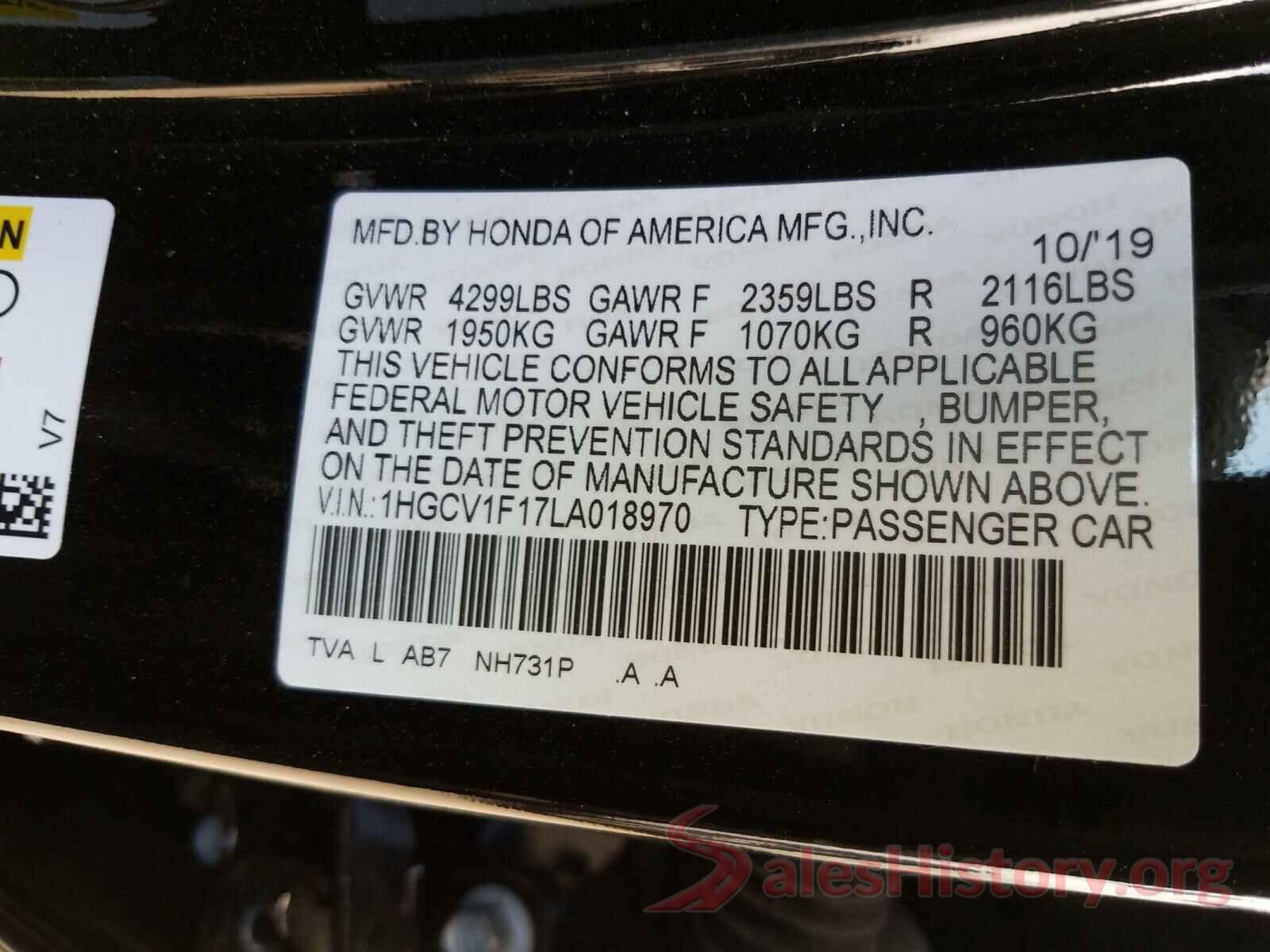 1HGCV1F17LA018970 2020 HONDA ACCORD