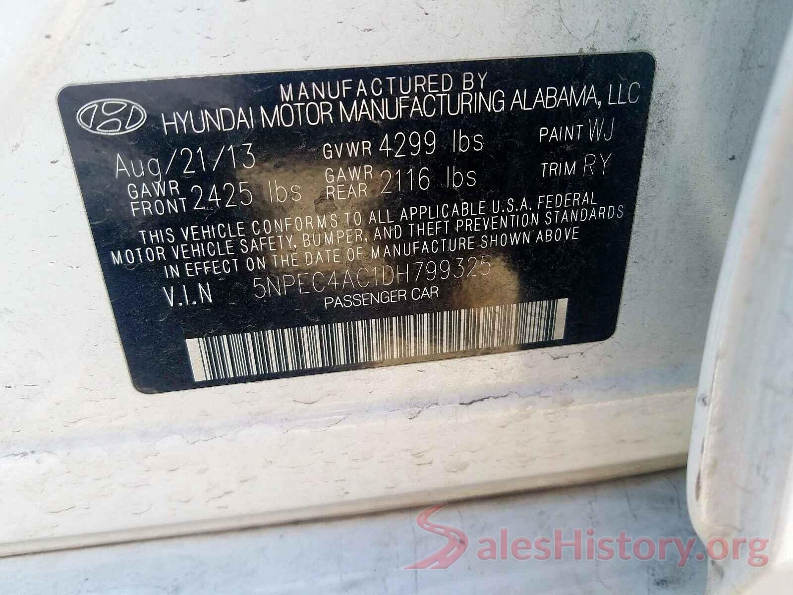 JTJBARBZ5G2076654 2013 HYUNDAI SONATA