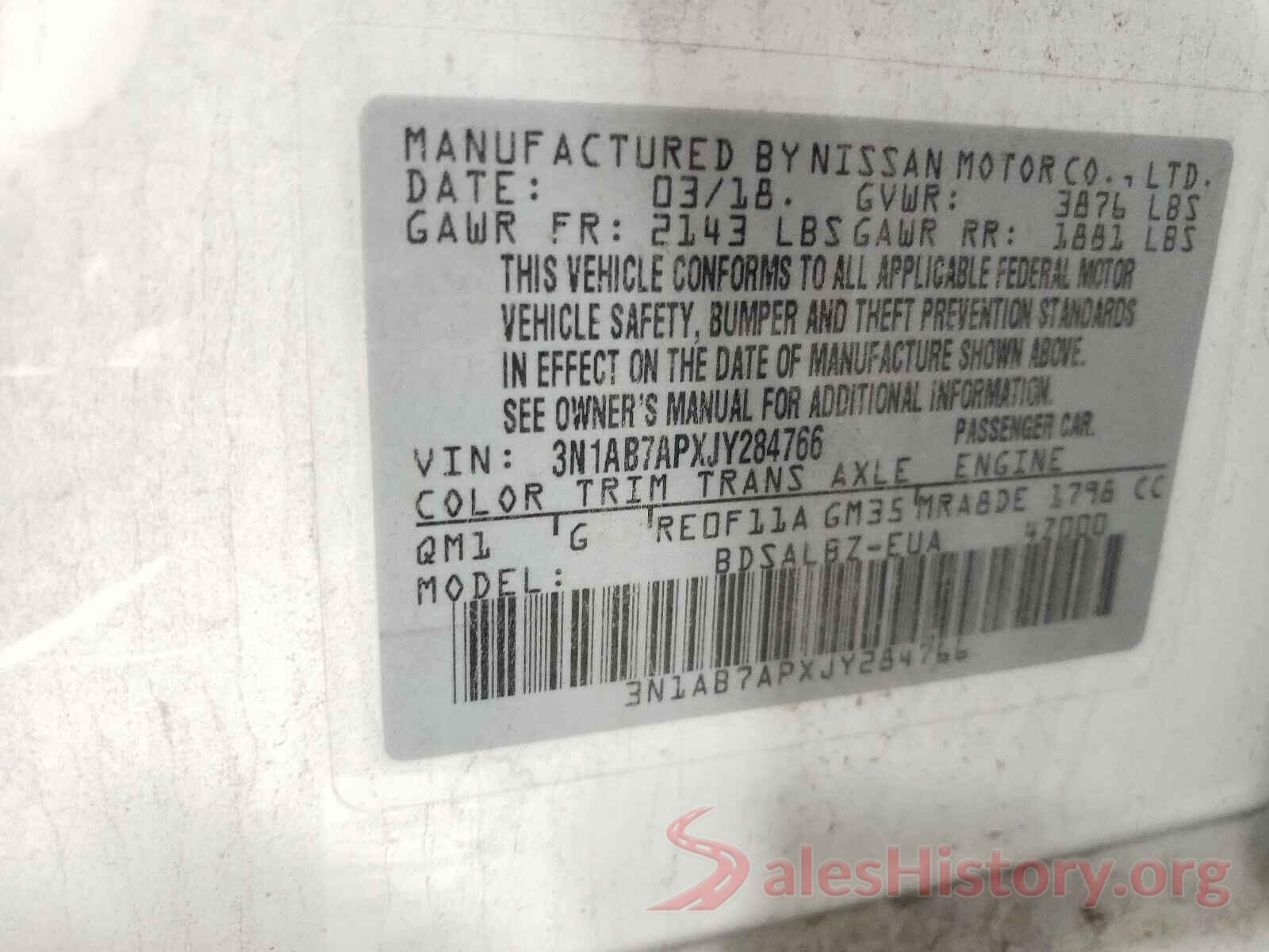 3N1AB7APXJY284766 2018 NISSAN SENTRA