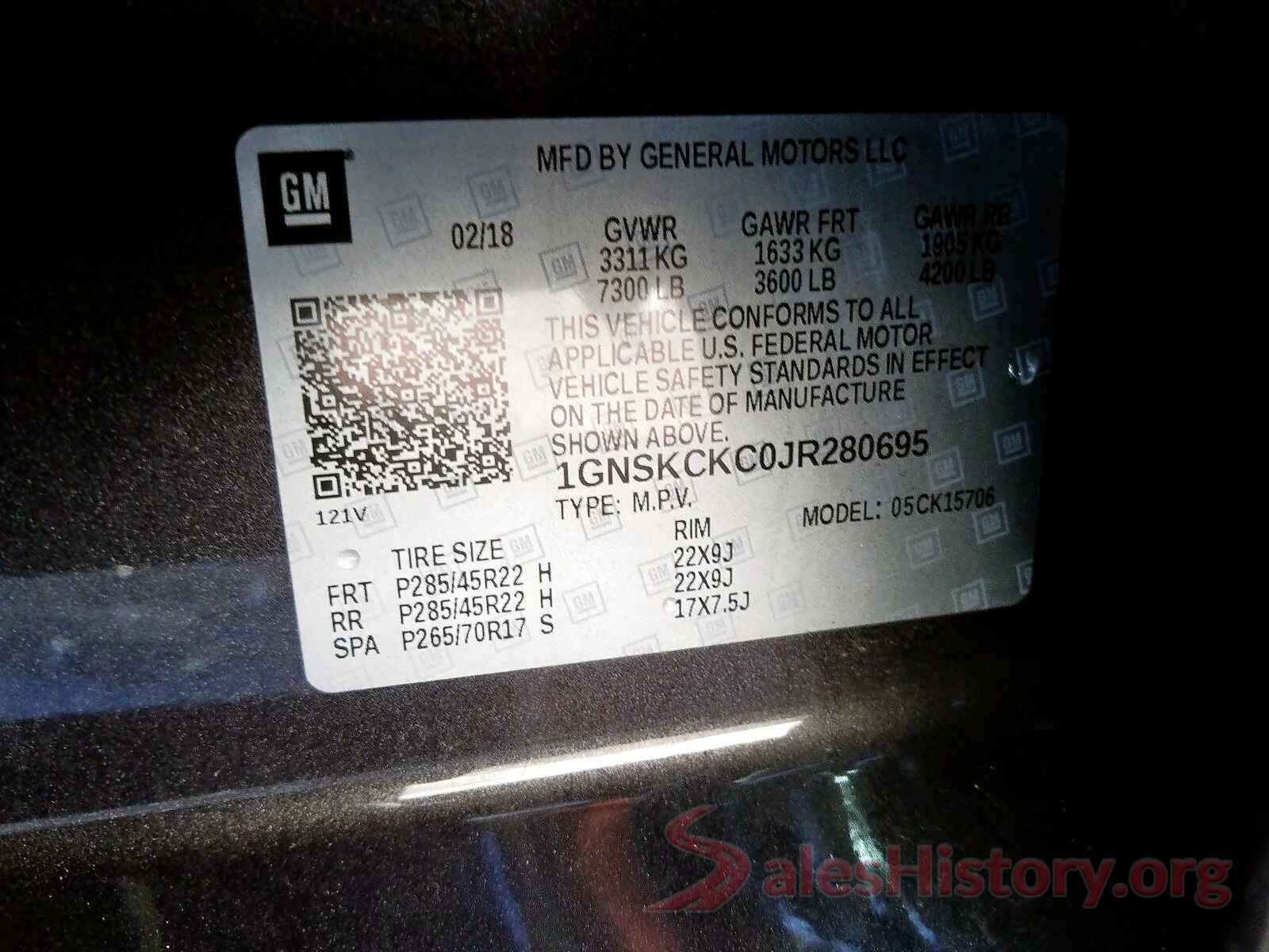 4T1BF1FK6HU315438 2018 CHEVROLET TAHOE