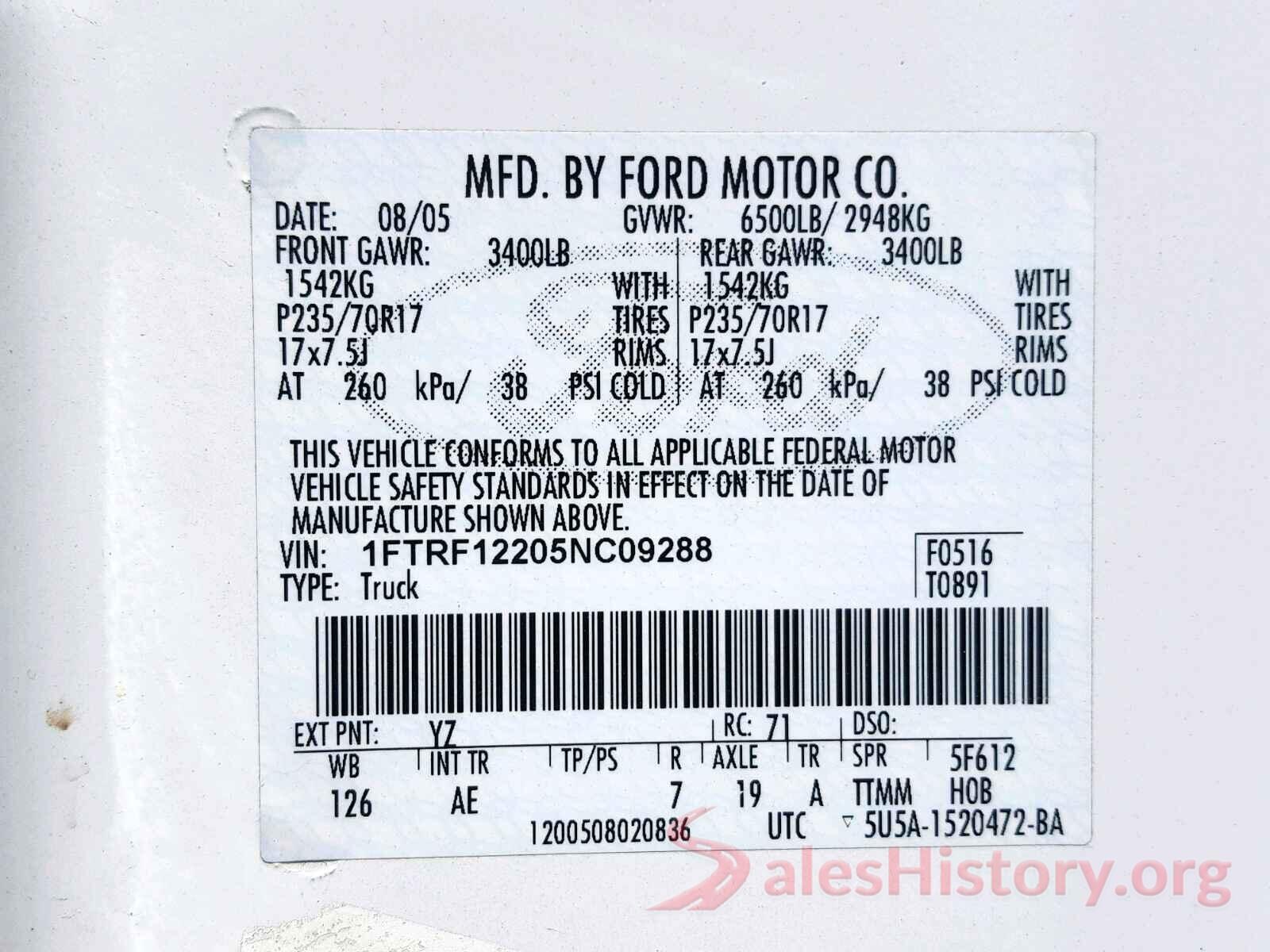 JN8AT2MT1GW024489 2005 FORD F150