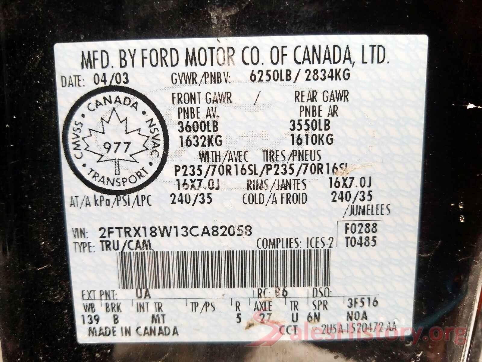 JTDKARFP0L3130488 2003 FORD F150