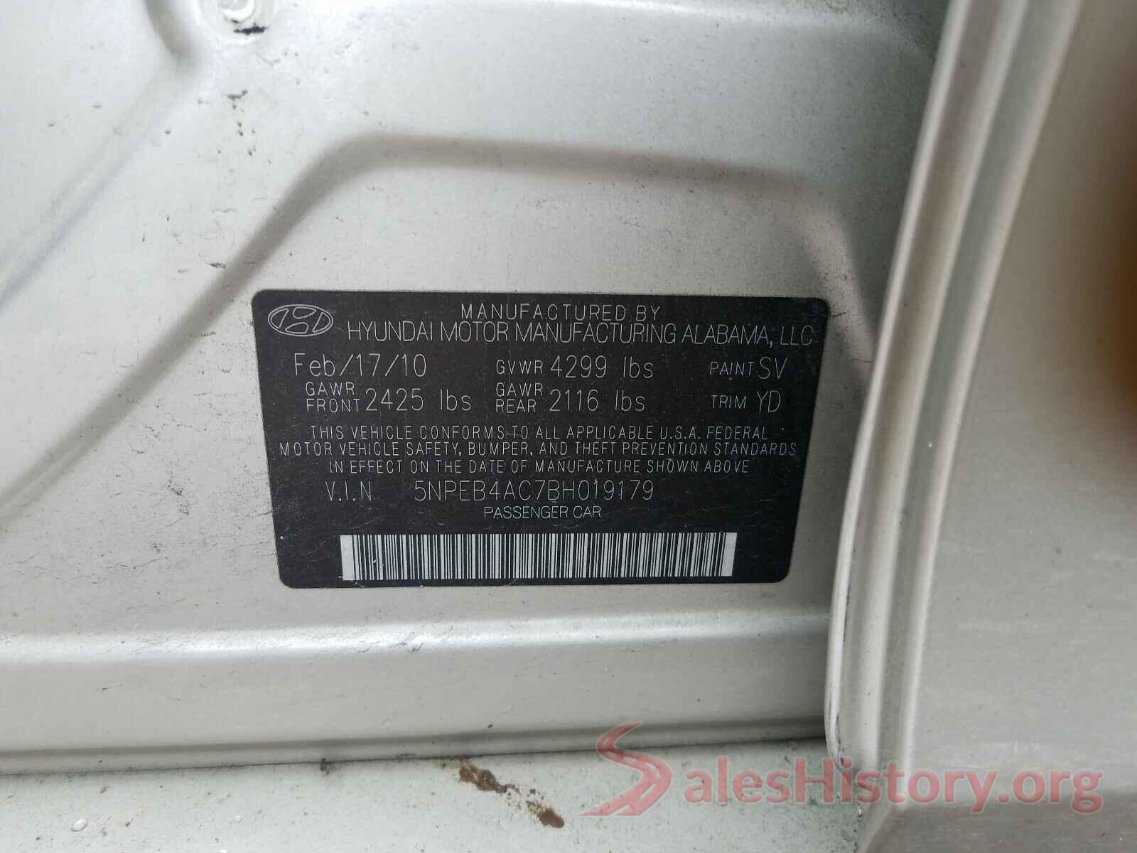 5YFEPRAE2LP122160 2011 HYUNDAI SONATA