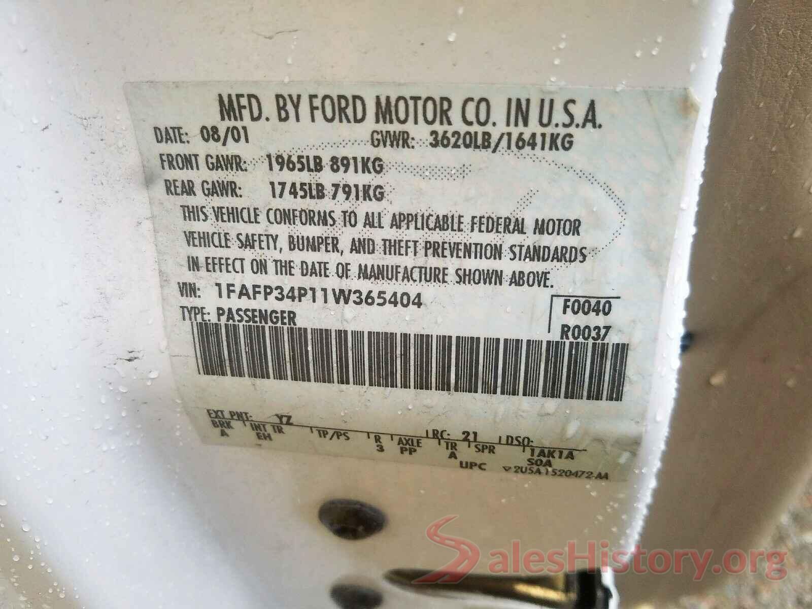 4T1BF1FK0GU577812 2001 FORD FOCUS