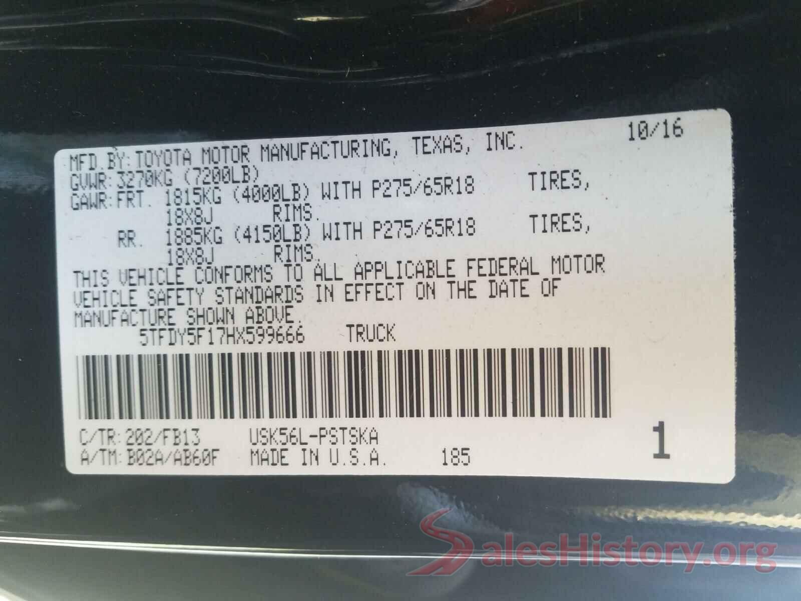 5TFDY5F17HX599666 2017 TOYOTA TUNDRA