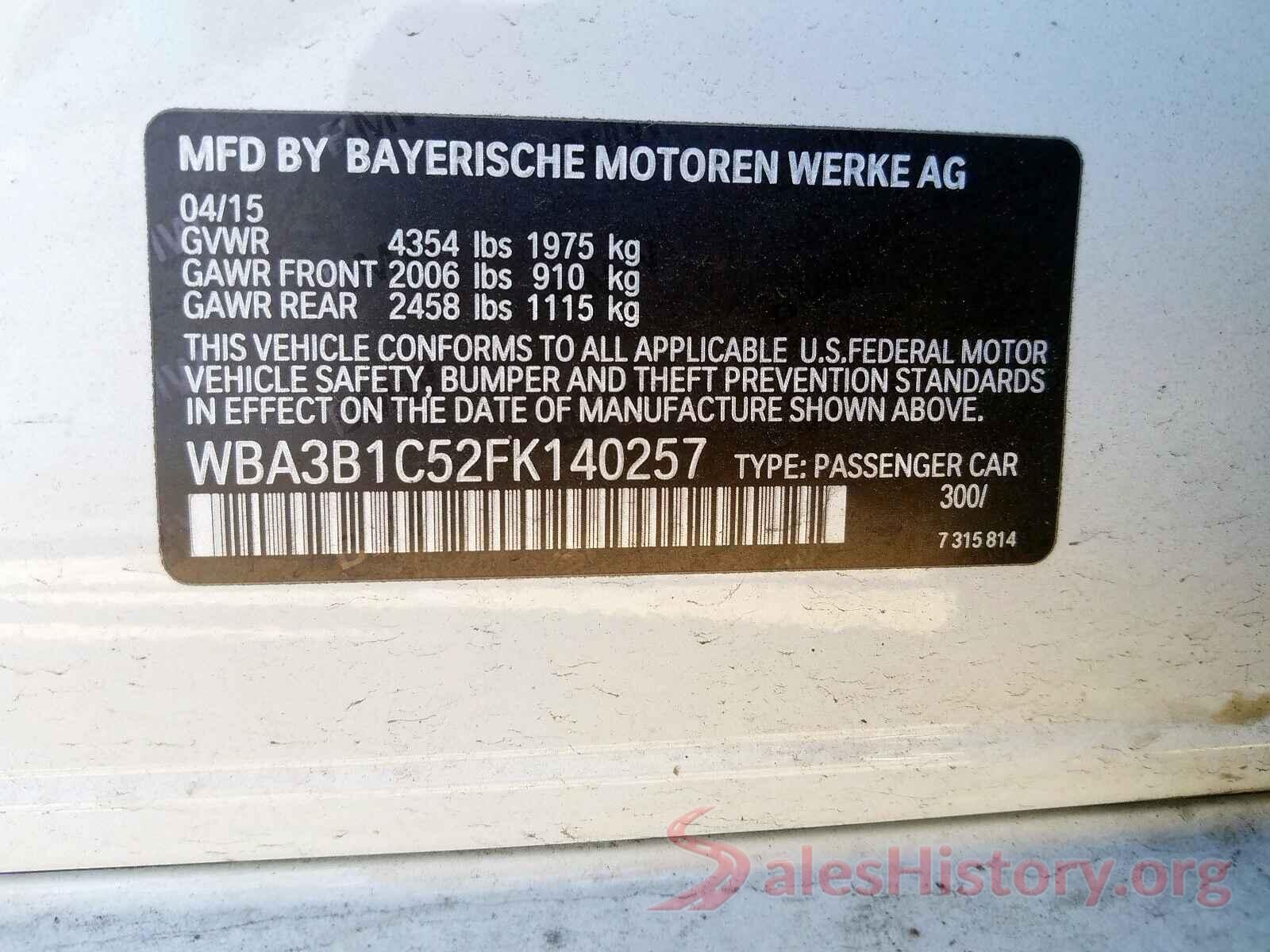 1FTEX1CB8JFC22935 2015 BMW 3 SERIES