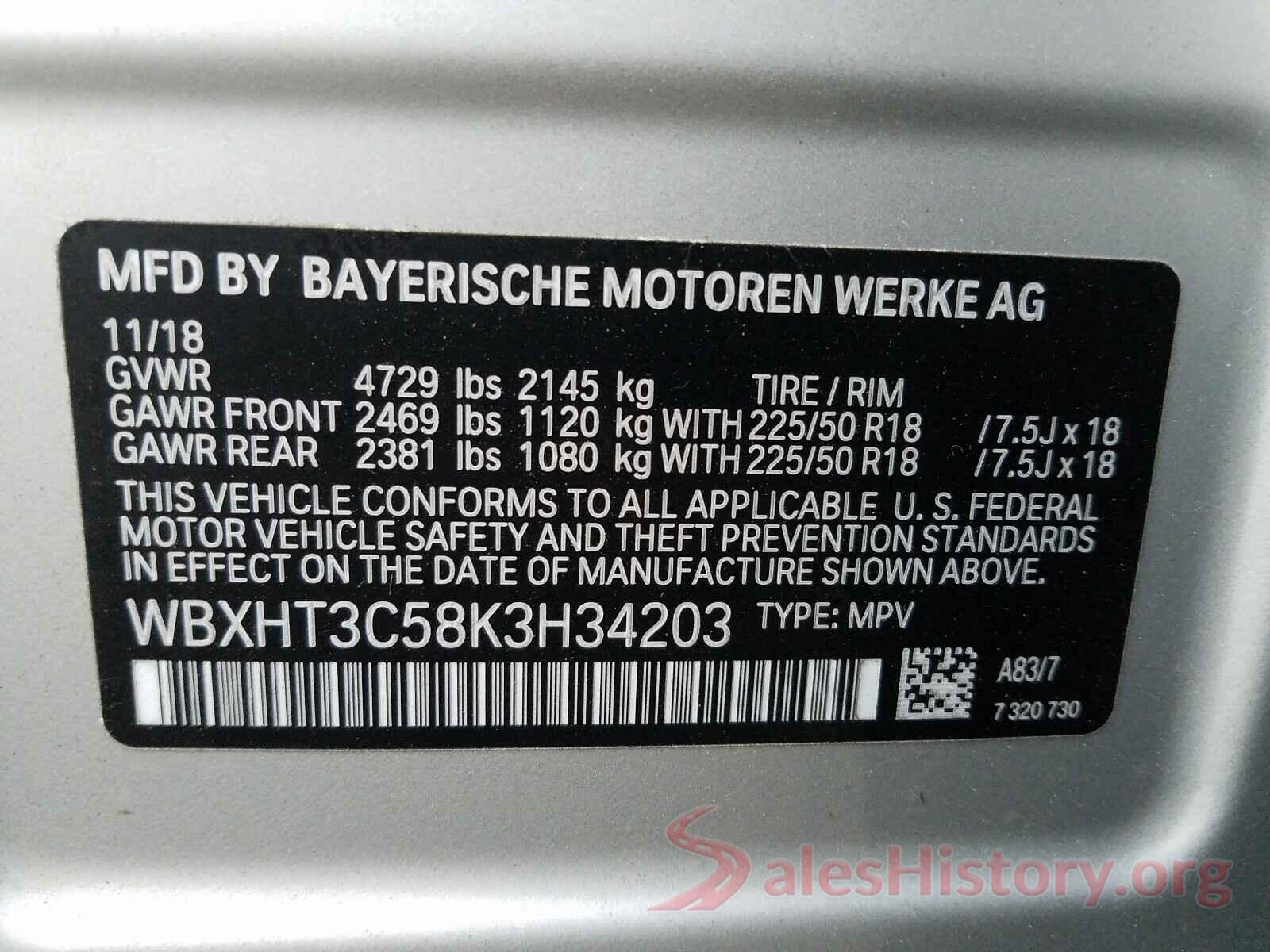 WBXHT3C58K3H34203 2019 BMW X1