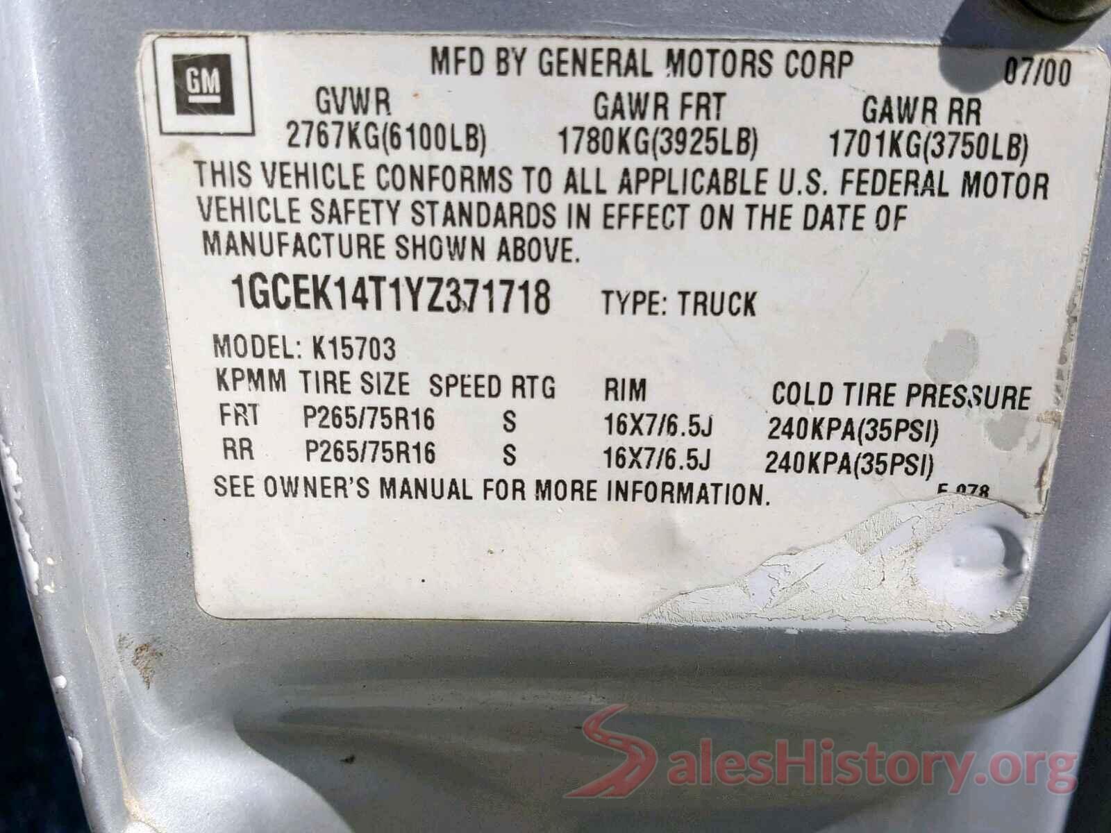 3FA6P0LU7KR207482 2000 CHEVROLET SILVERADO