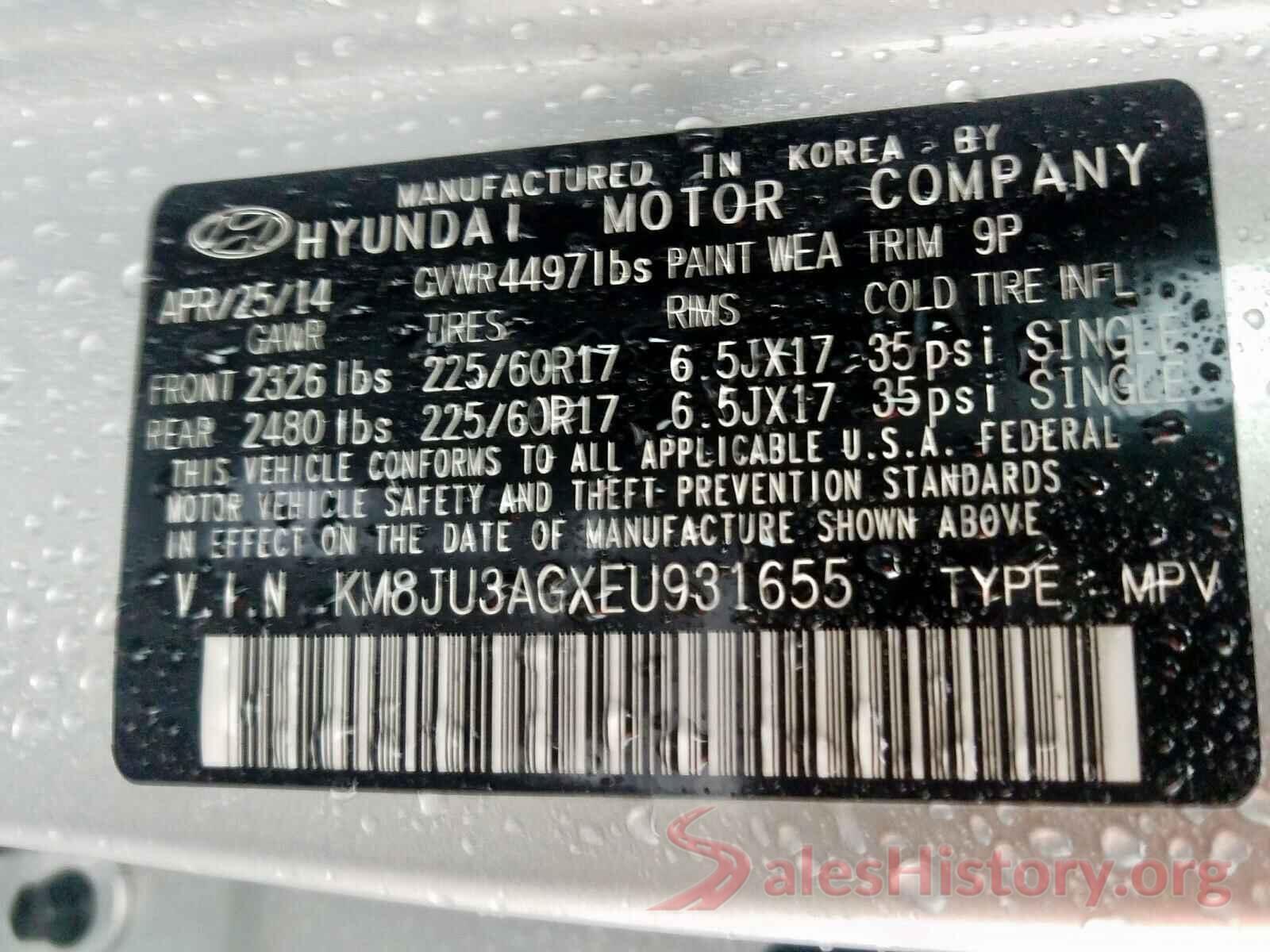 JM1GJ1V53G1418496 2014 HYUNDAI TUCSON