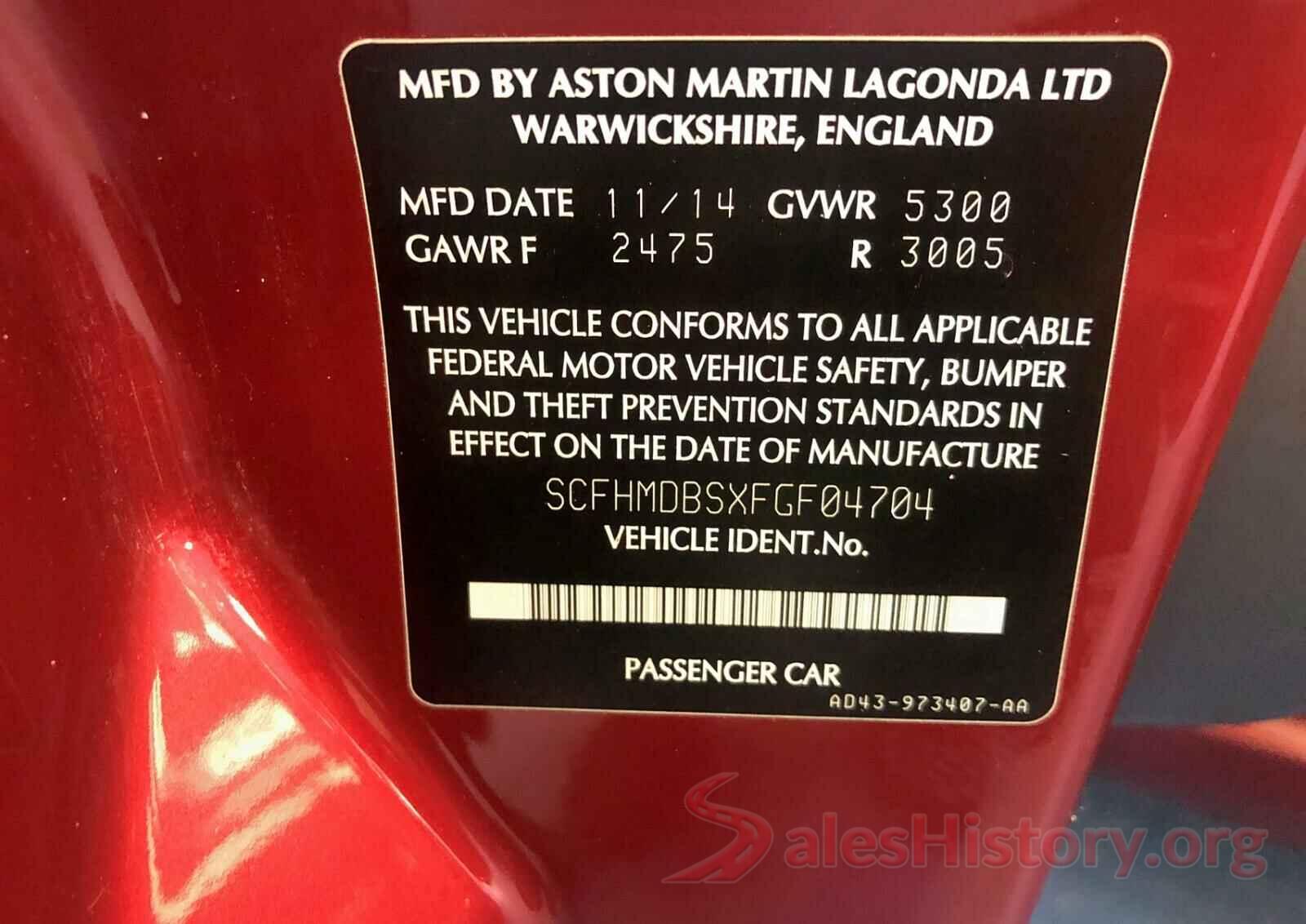 4T1BF1FK2HU372557 2015 ASTON MARTIN ALL MODELS