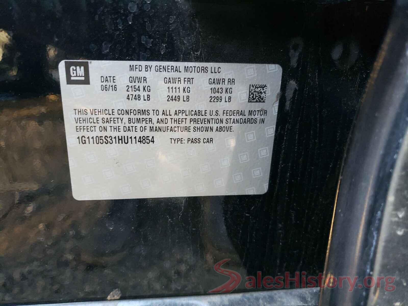 1G1105S31HU114854 2017 CHEVROLET IMPALA