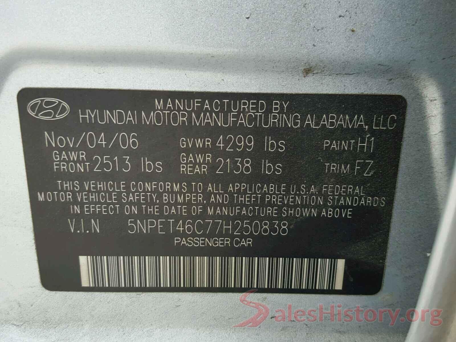 3VW267AJ5GM266402 2007 HYUNDAI SONATA