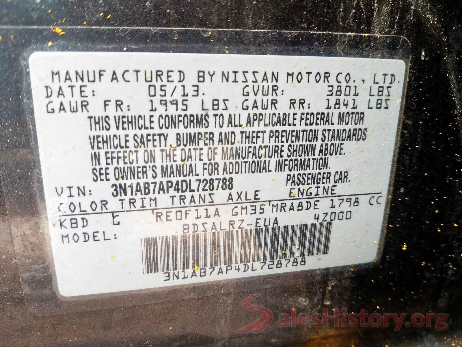 4T1B11HK3JU057252 2013 NISSAN SENTRA