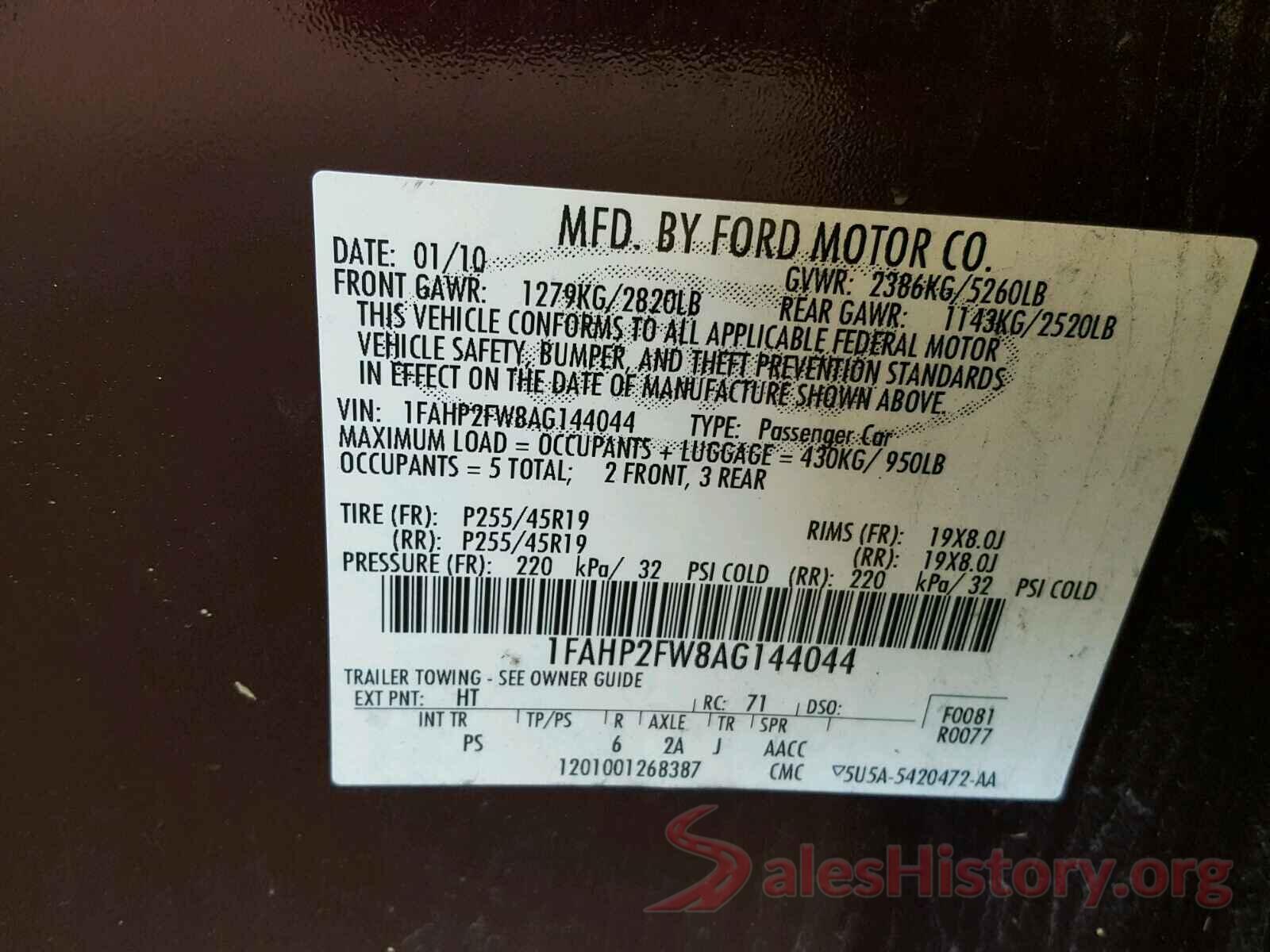 4T1B11HK8JU614639 2010 FORD TAURUS