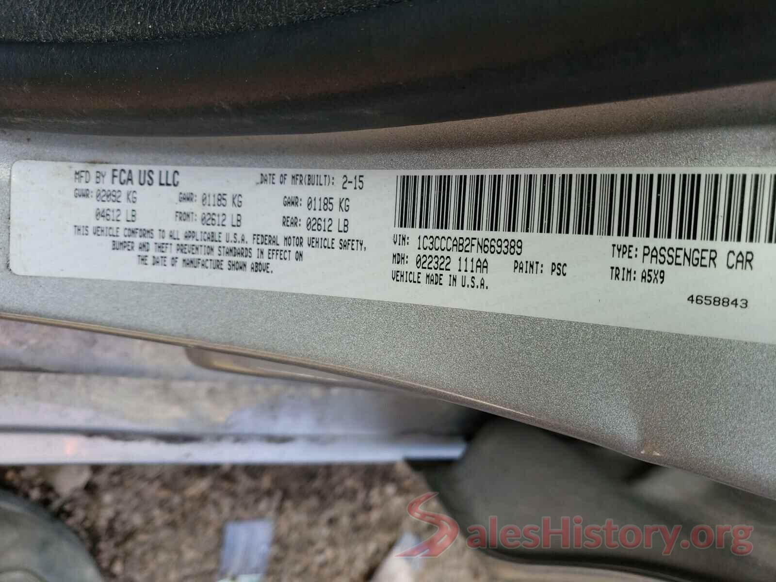 5TDJZRFH1KS715672 2015 CHRYSLER 200