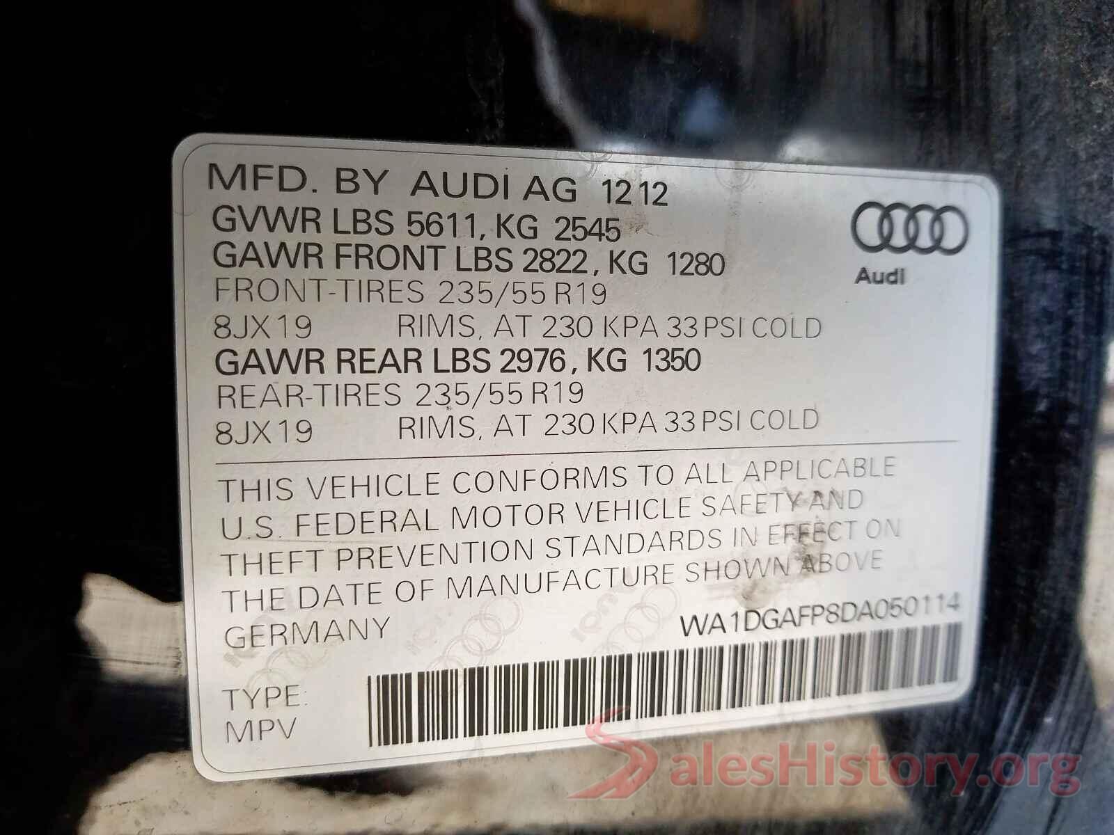 1HGCV1F53KA026002 2013 AUDI Q5