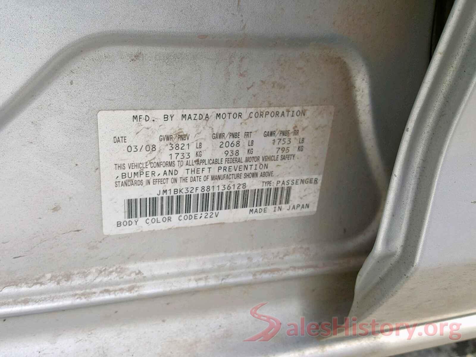 3N1AB8CV7LY287063 2008 MAZDA 3