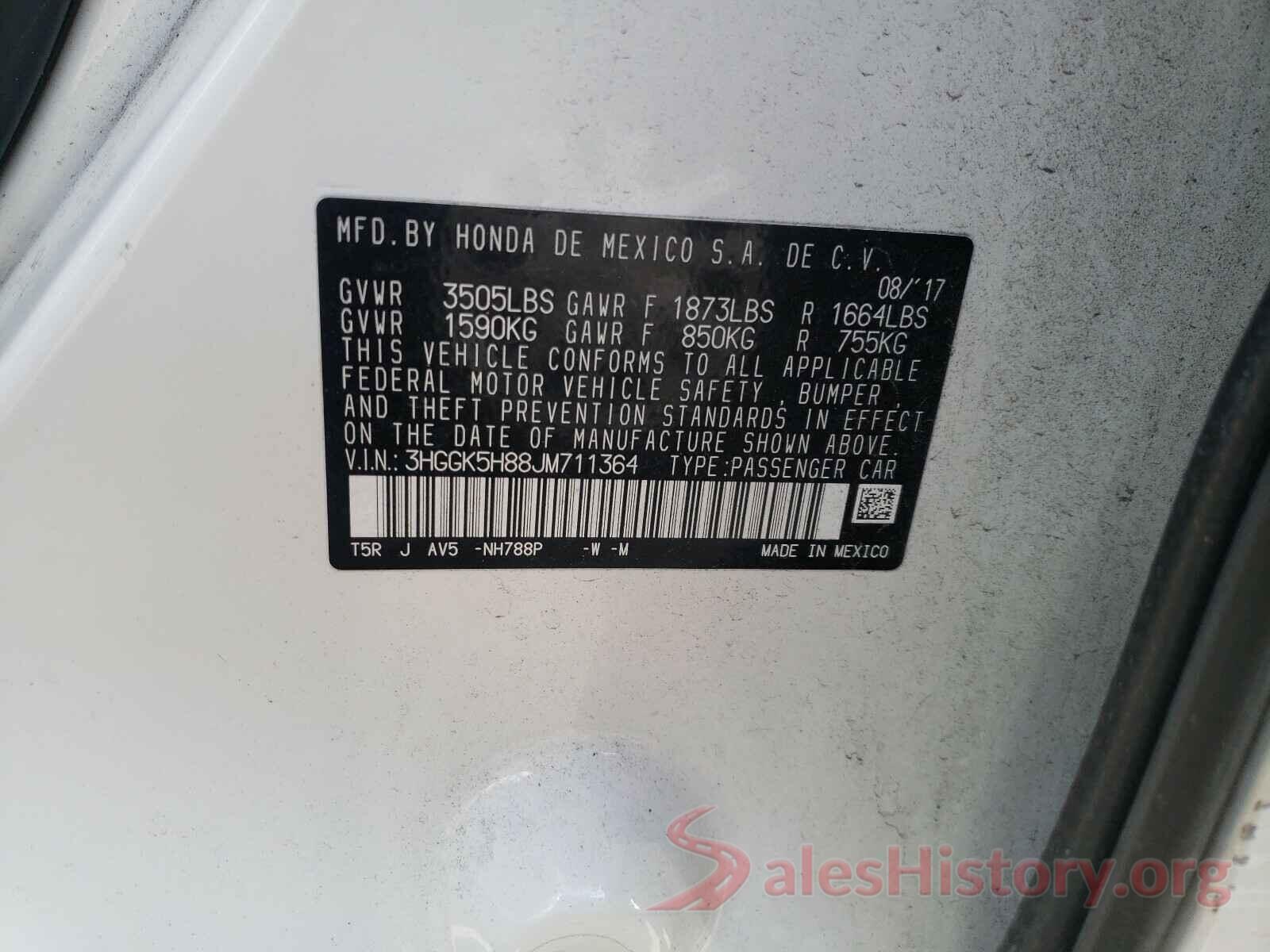 3HGGK5H88JM711364 2018 HONDA FIT