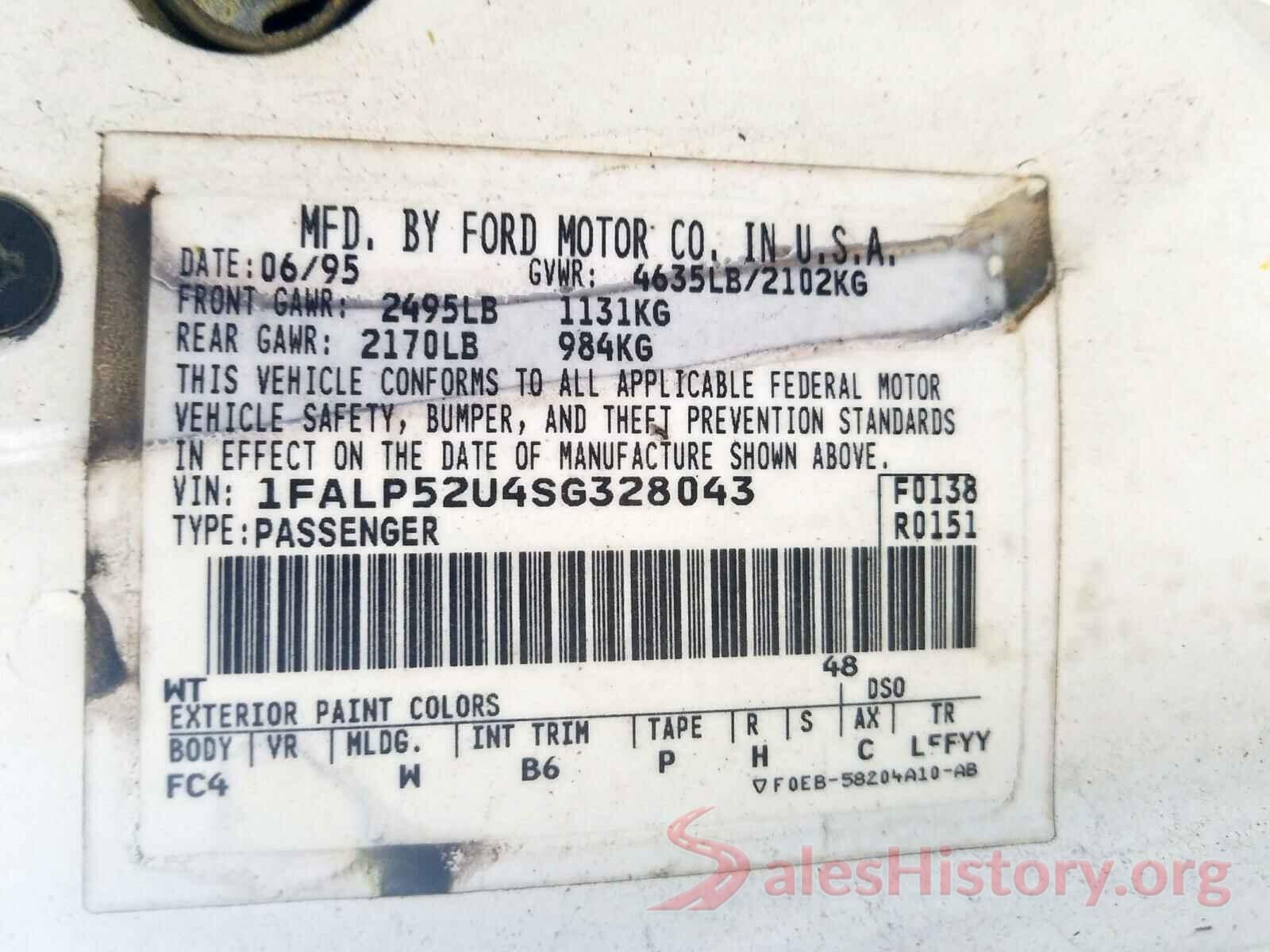 1HGCV3F13JA015363 1995 FORD TAURUS