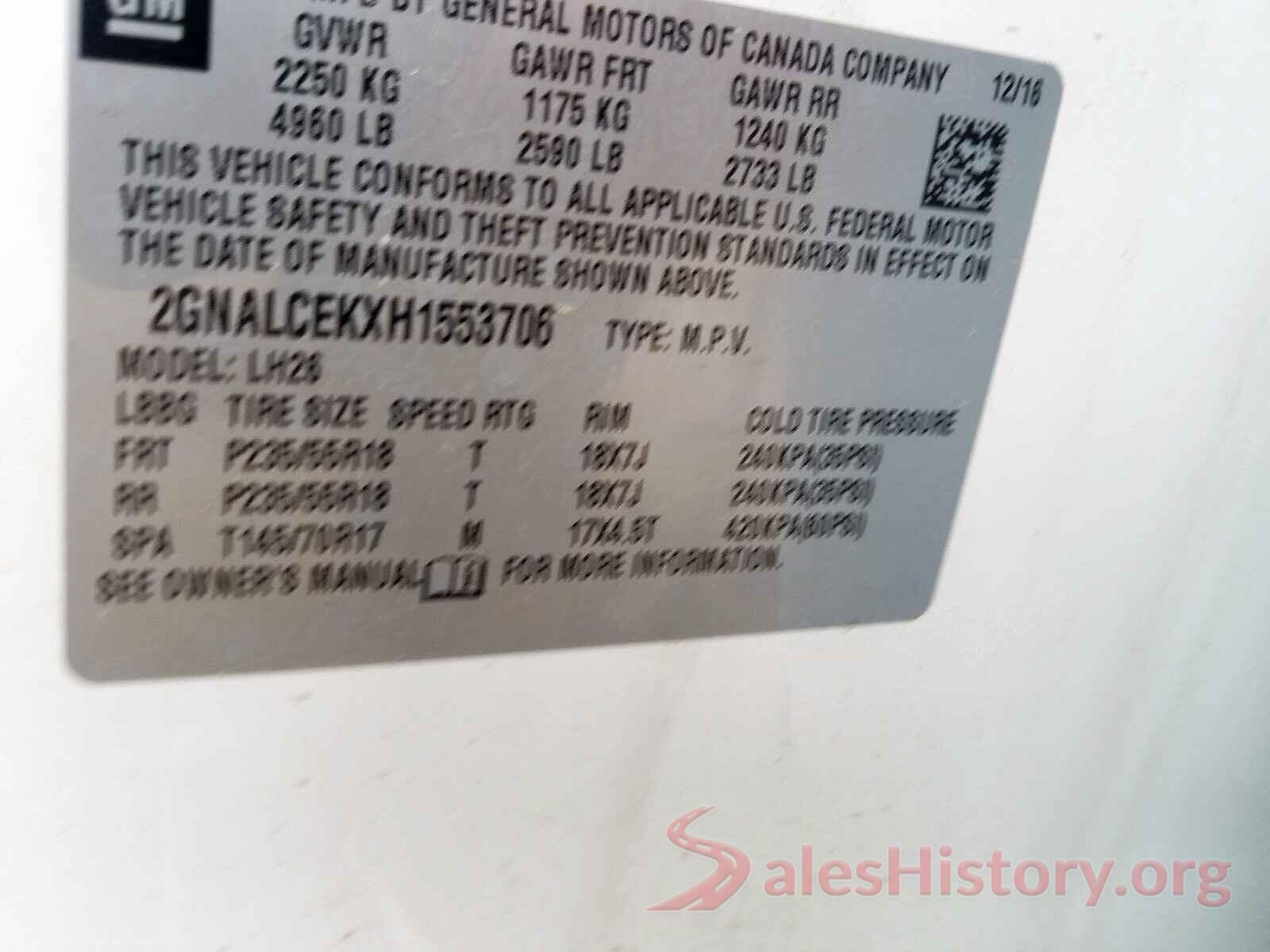 2GNALCEKXH1553706 2017 CHEVROLET EQUINOX