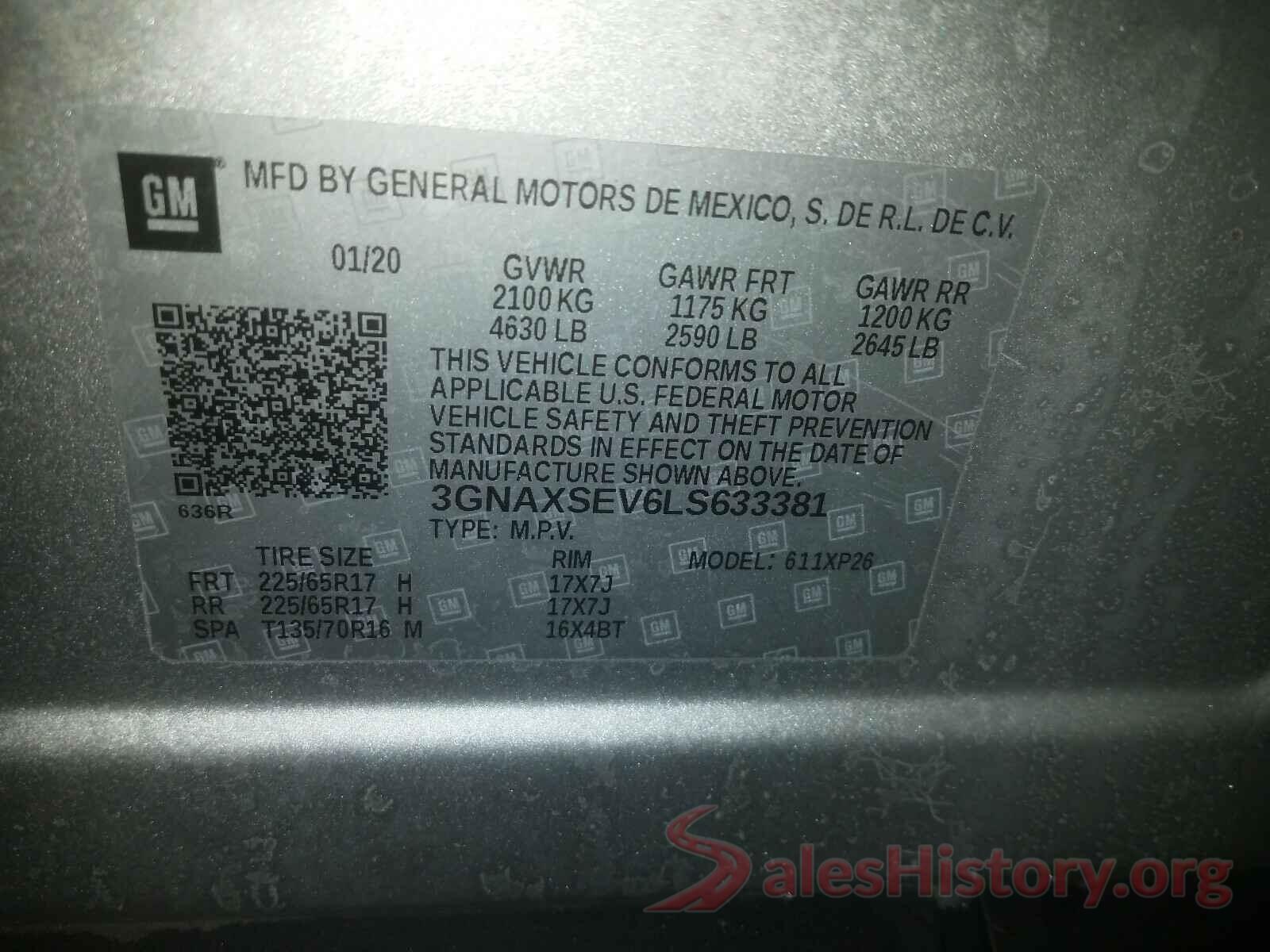 5YJSA1E22JF297684 2020 CHEVROLET EQUINOX