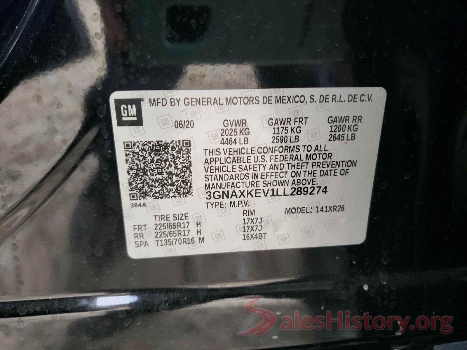 KNDJN2A21H7485043 2020 CHEVROLET EQUINOX