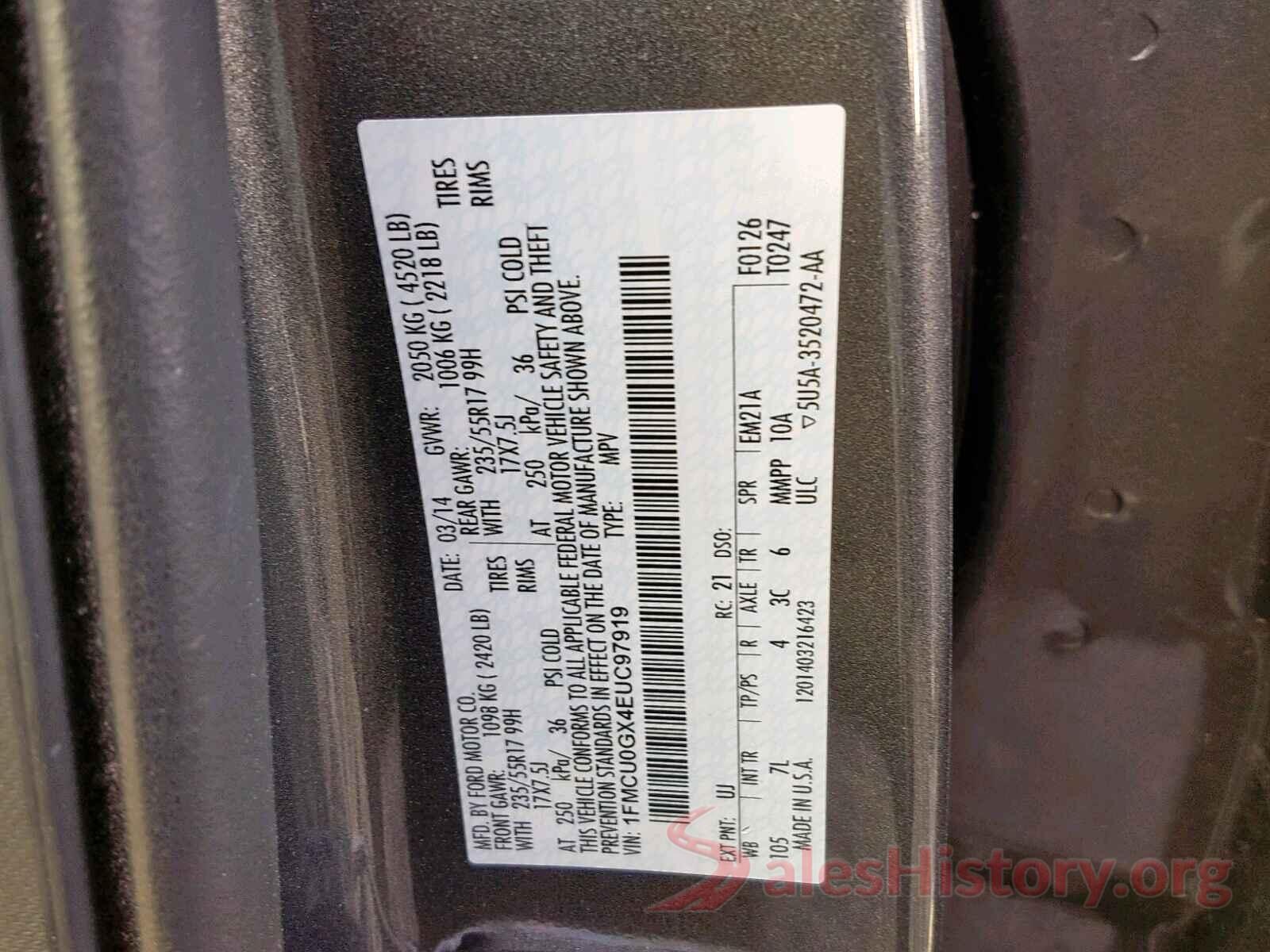 JTJBARBZ7G2060813 2014 FORD ESCAPE SE