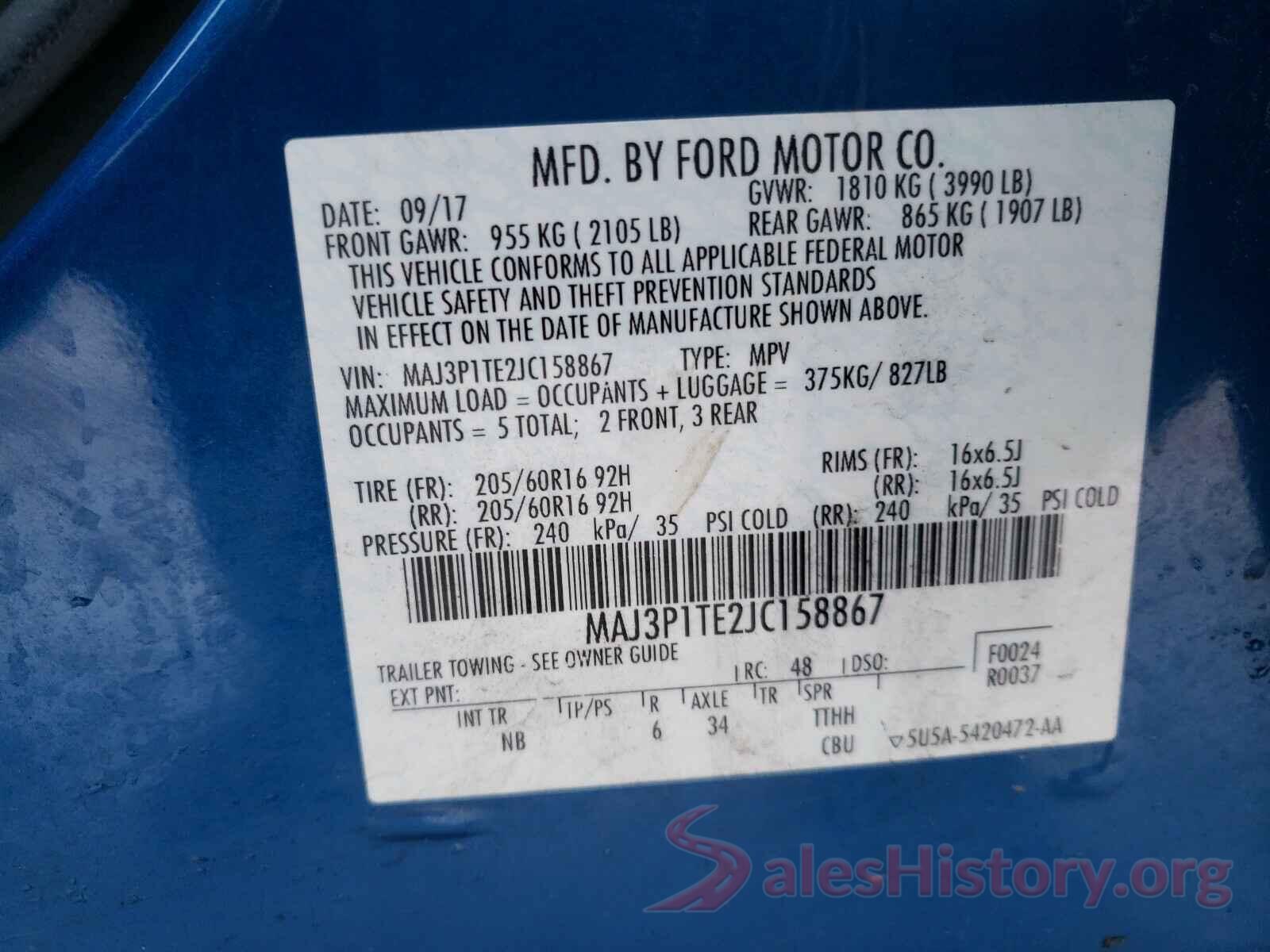 5YFBURHE4HP700073 2018 FORD ALL OTHER