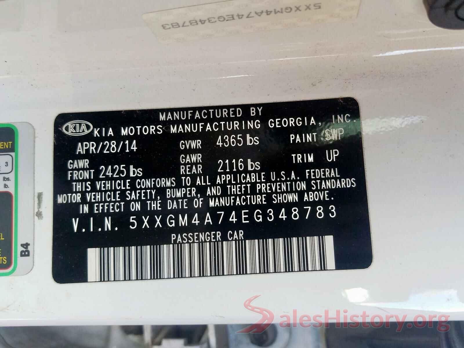 SALWR2VF3GA640466 2014 KIA OPTIMA