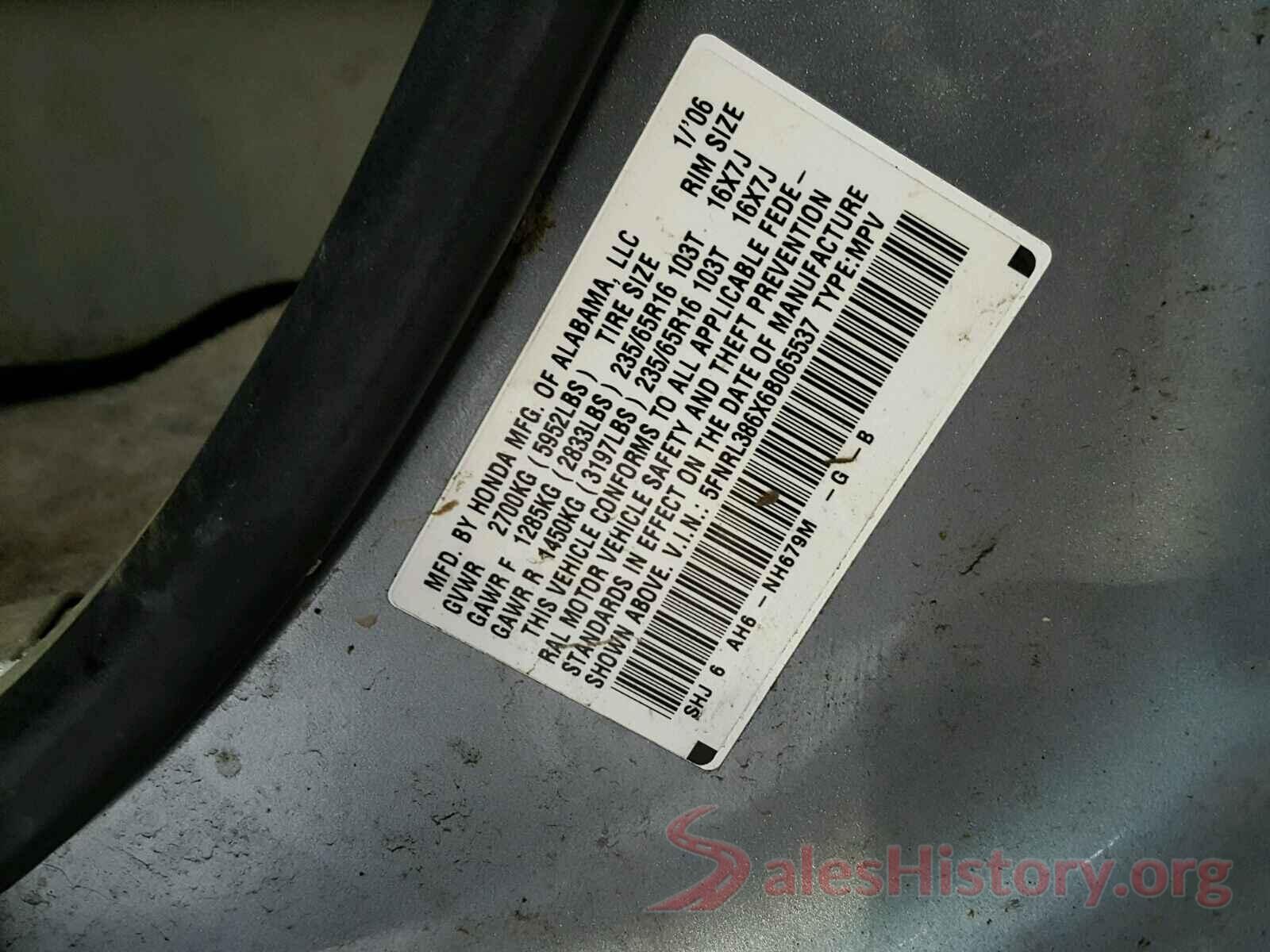 3N1AB7AP2HL680052 2006 HONDA ODYSSEY