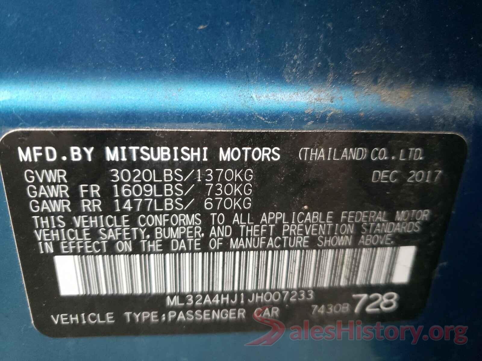 ML32A4HJ1JH007233 2018 MITSUBISHI MIRAGE