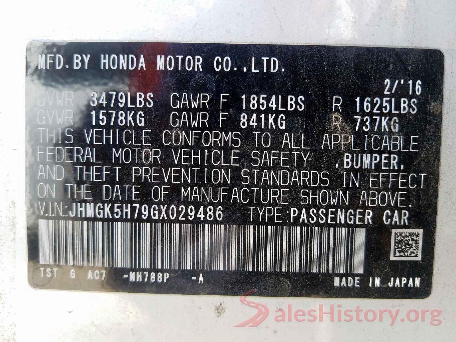 5NPLM4AG4MH008244 2016 HONDA FIT