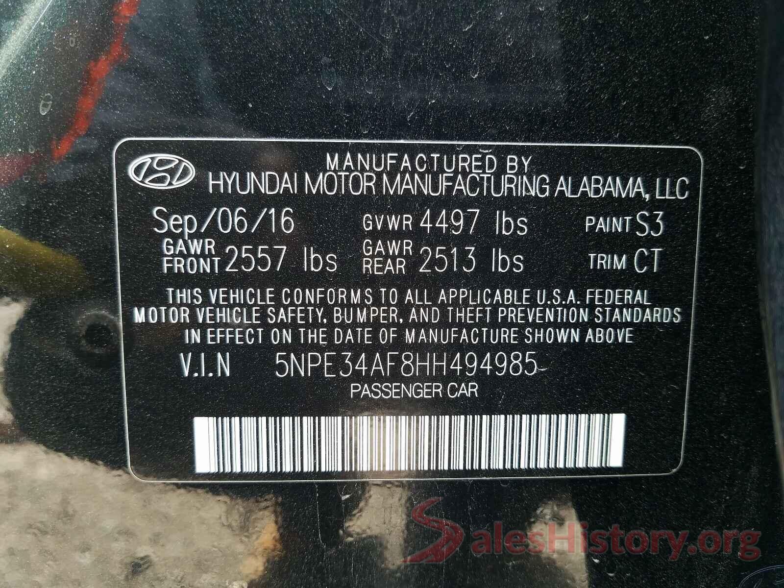 5NPE34AF8HH494985 2017 HYUNDAI SONATA