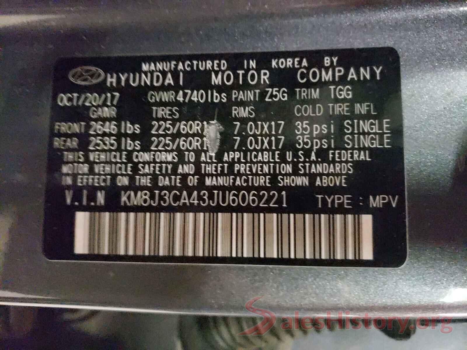 KM8J3CA43JU606221 2018 HYUNDAI TUCSON