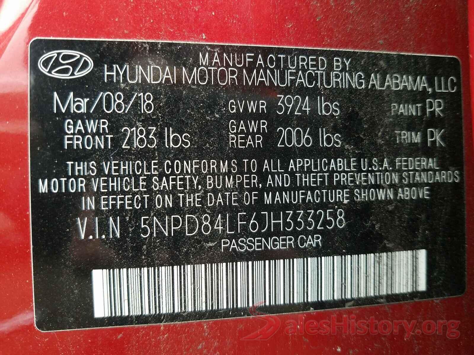 5NPD84LF6JH333258 2018 HYUNDAI ELANTRA