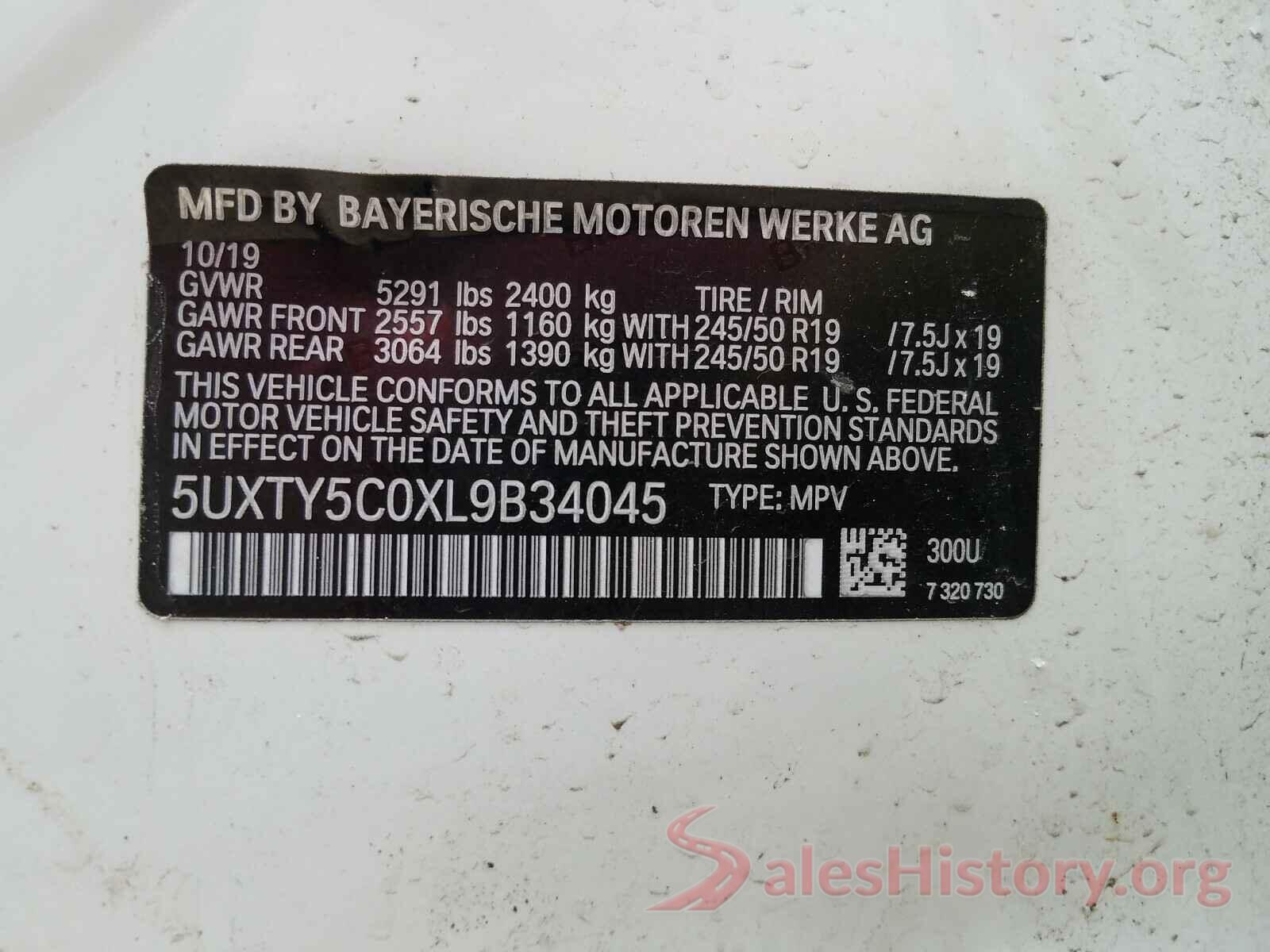 5UXTY5C0XL9B34045 2020 BMW X3